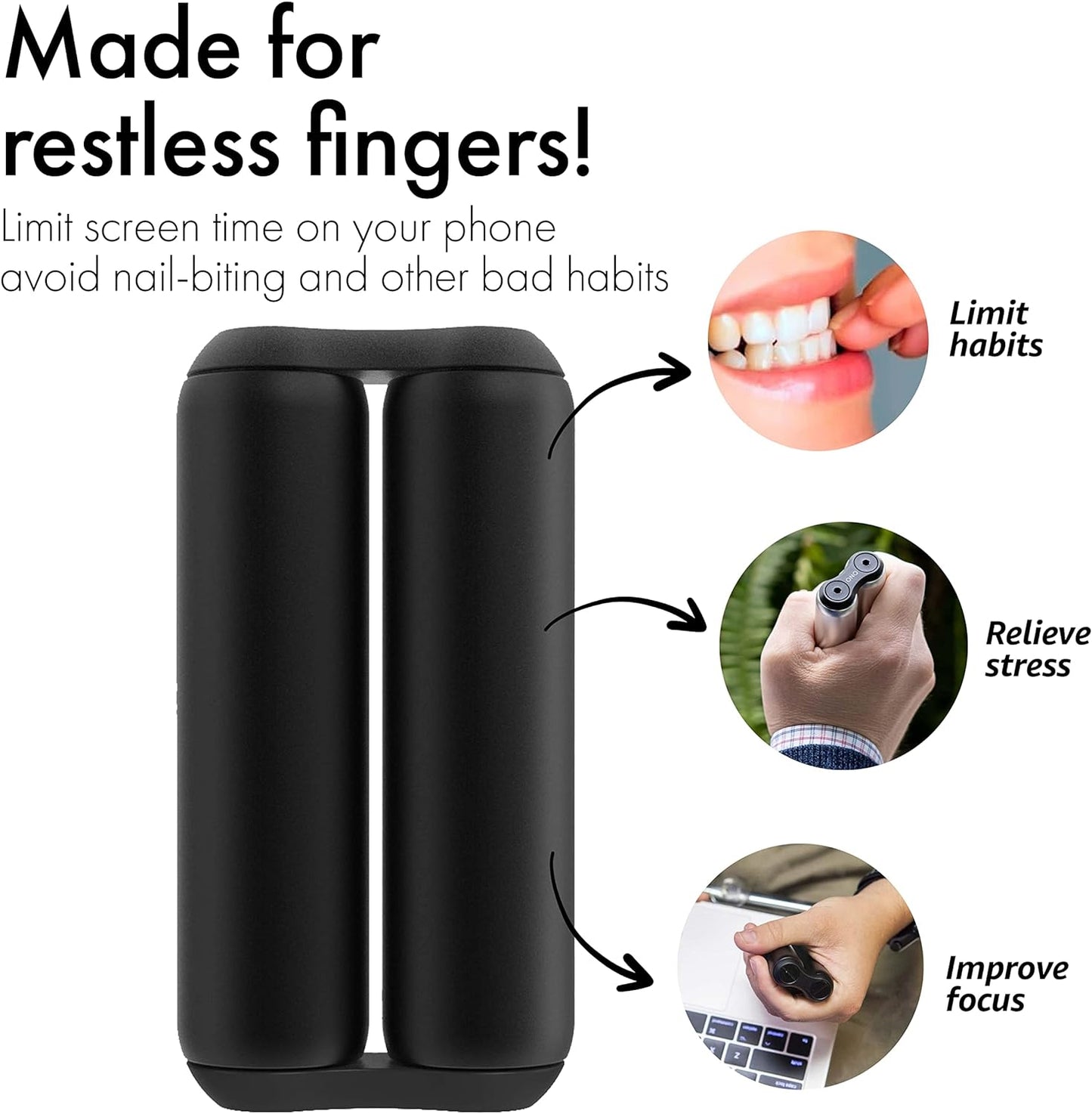 ONO Roller - Handheld Fidget Toy for Adults | Help Relieve Stress, Anxiety, Tension | Promotes Focus, Clarity | Compact, Portable Design (Full Size/Aluminum, Black)