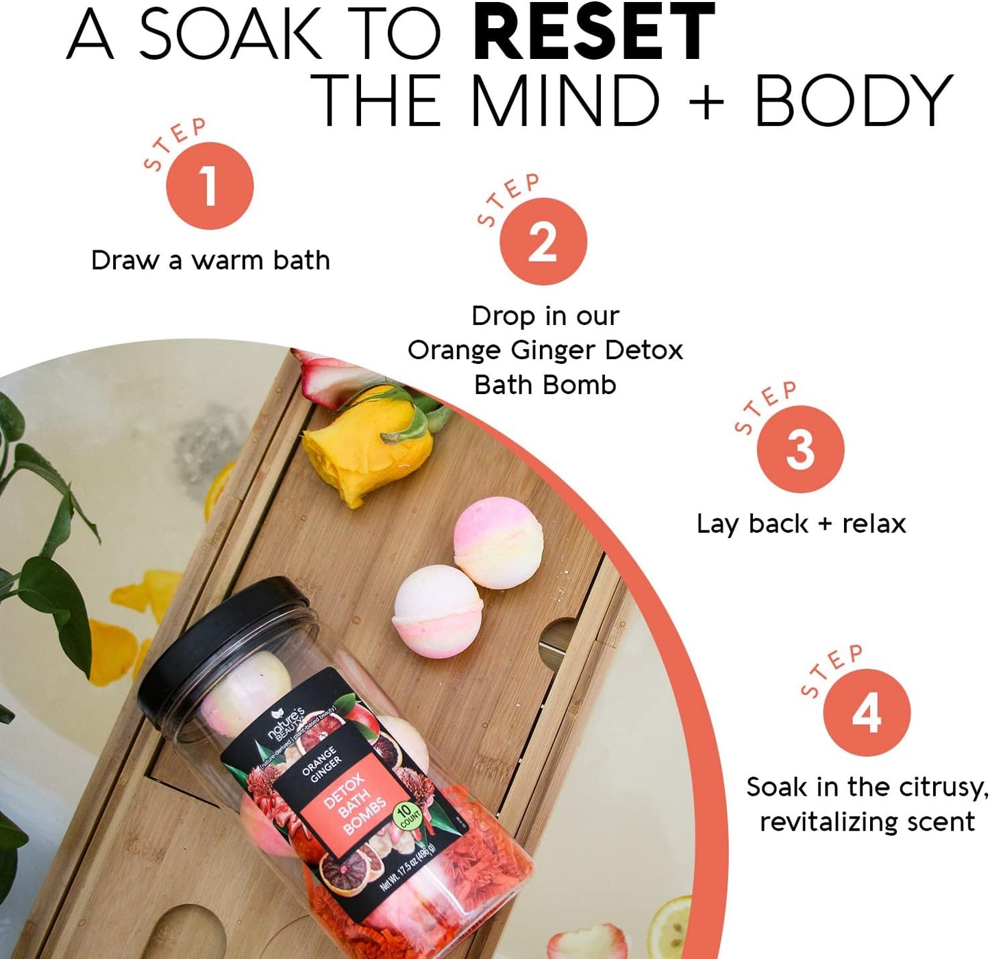 Nature's Beauty Orange Ginger Detox Bath Bomb Gift Set Multi-Pack - Luxury Fizzy Spa Bomb w/Citrus + Woodsy Patchouli Scent Made with Coconut Oil & Witch Hazel, 17.5 oz | 10 ct ea (2 Pack)