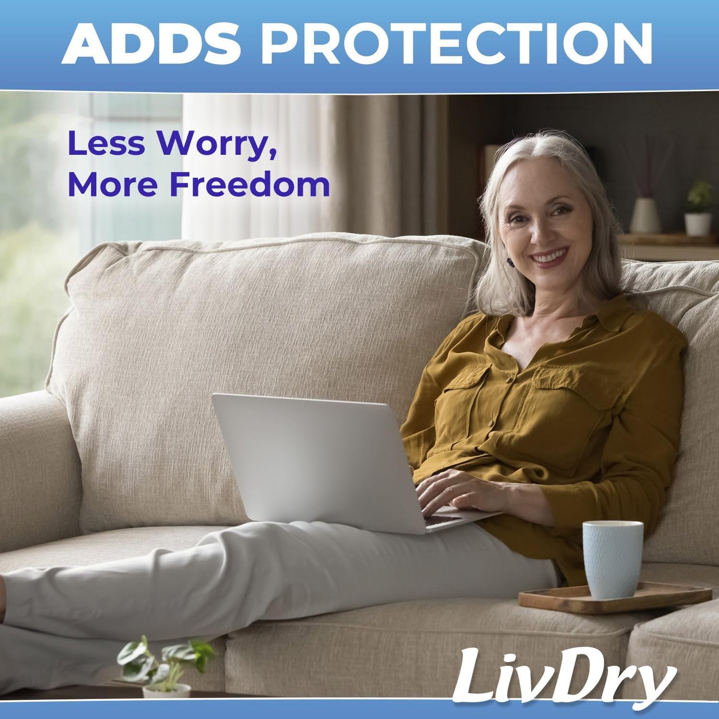 LivDry Incontinence Booster Pads, Use with Adult Diapers for Women and Men, Extra Comfort Softness, Disposable Pad (80 Count, Regular Length)