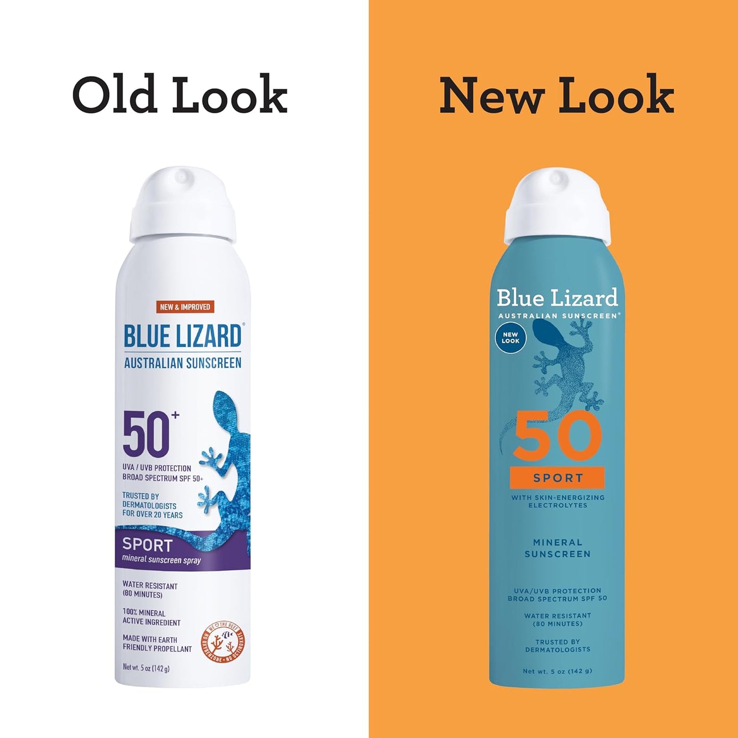 BLUE LIZARD Sport Mineral Sunscreen Spray SPF 50+, Dermatologist-Recommended Brand, Broad-Spectrum UVA/UVB Protection, Water-Resistant, Zinc Oxide Formula, Vegan, 5 fl oz