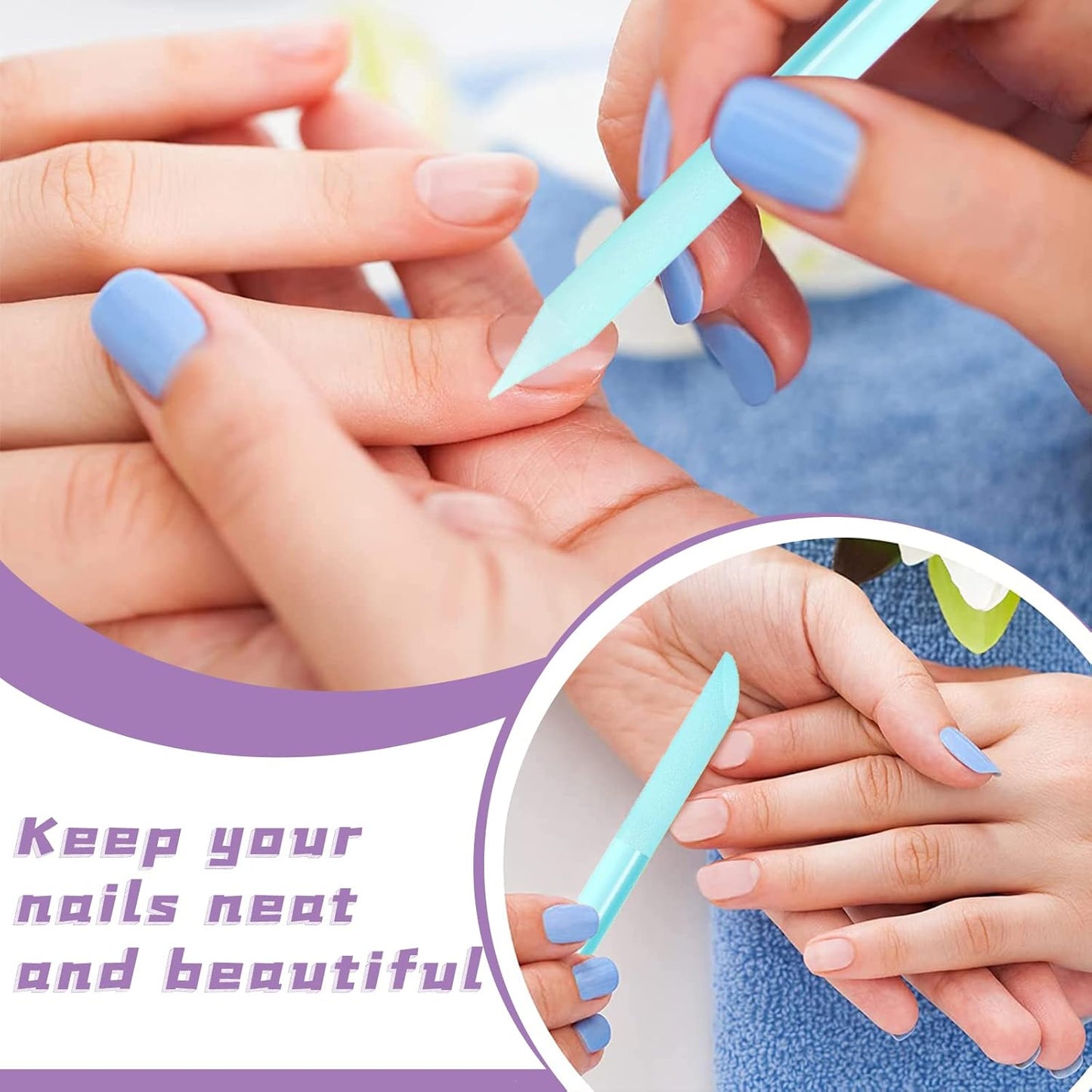 4Pcs Glass Cuticle Pusher, heemeei Dual-Ended Manicure Stick, Crystal Cuticle Pusher Glass File, Professional Precision Filing Cuticle Remover, Manicure Pedicure Tools for Nails and Cuticles Care…