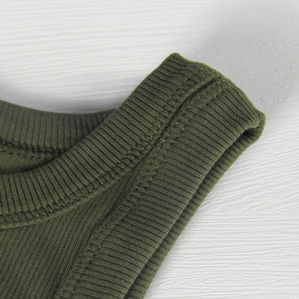 GEMBERA Womens Sleeveless Racerback High Neck Casual Basic Cotton Ribbed Fitted Tank Top