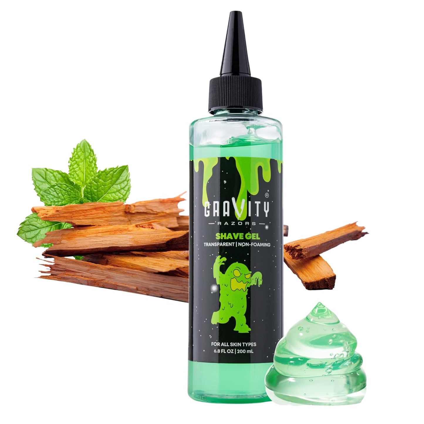 Non-Foaming Shave Gel for Men - Professional Barber-Grade Shaving Gel, Moisturizing & Skin Replenishing, Smooth Close Shave. 6.8 oz, Sandalwood scent