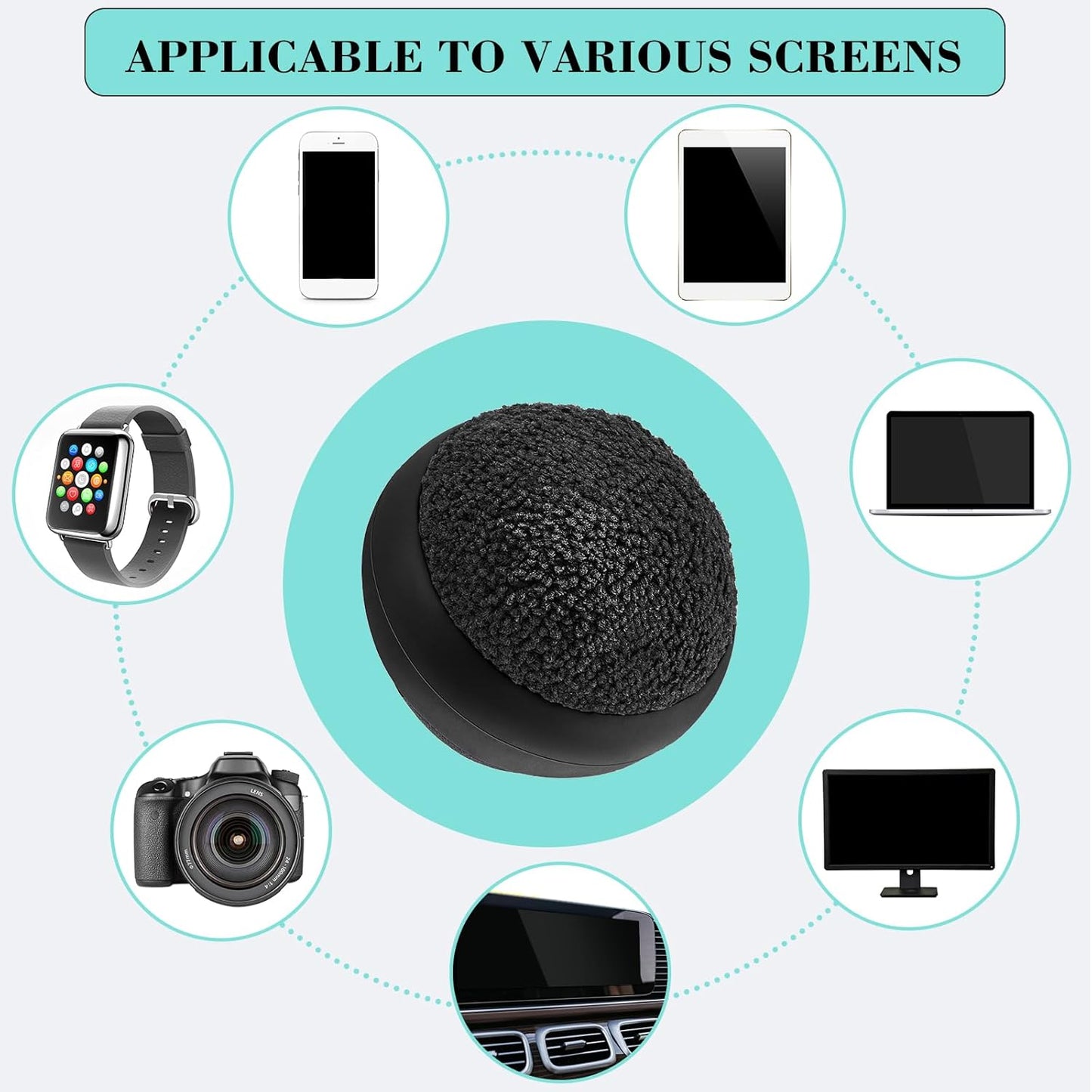 Suclain 4 Pack Christmas Touch Screen Cleaner Balls Phone Cleaning Ball Microfiber Touch Car Screen Glass Cleaner for Computer Laptop Phone Monitor