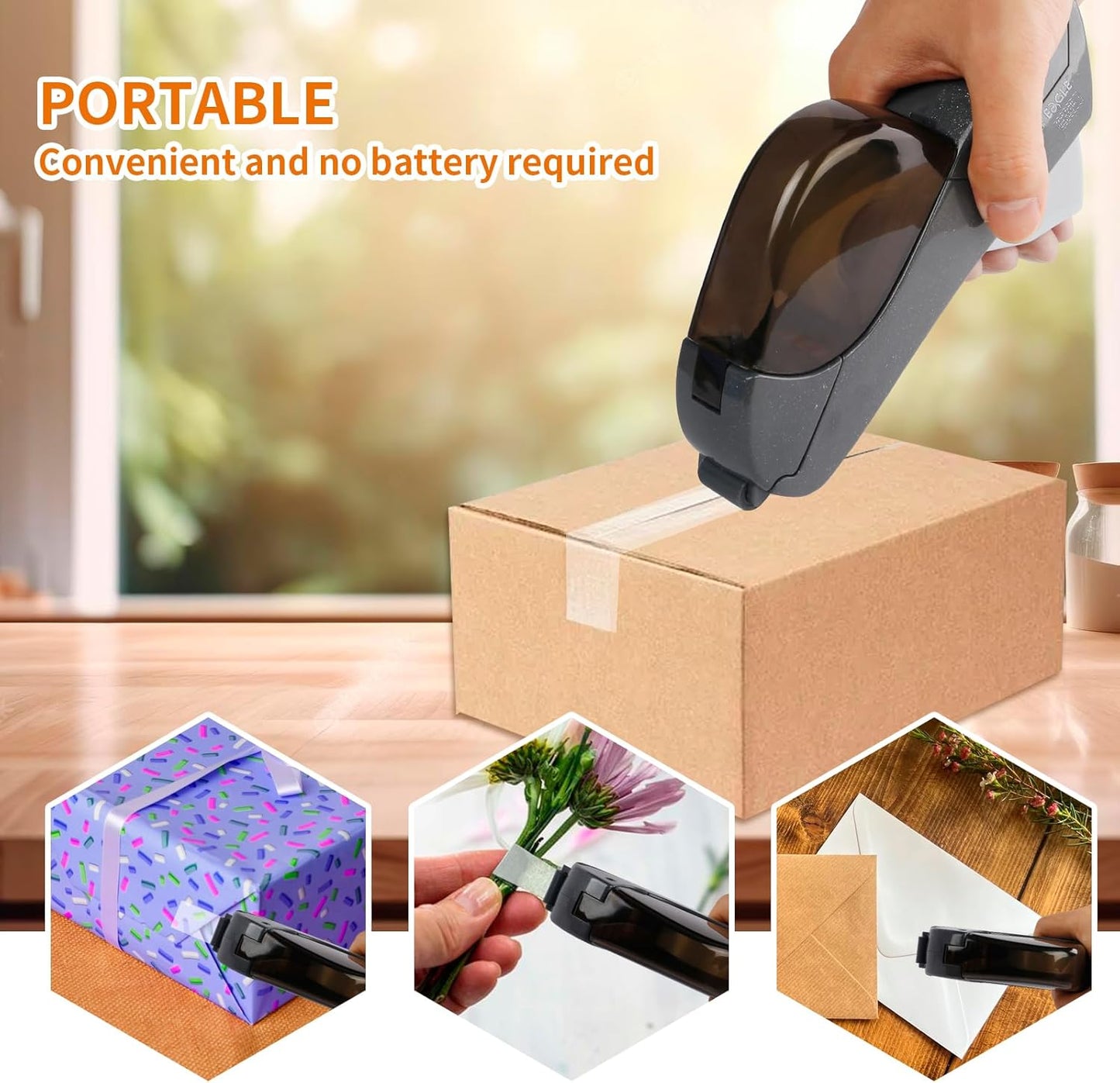 Eagle Automatic Tape Dispenser, Handheld & Portable Design, Office Tape Gun, One-Handed Operation with Safety Blade for Office, Home, DIY or Packaging (Includes 2 Free Tapes) (Gray)