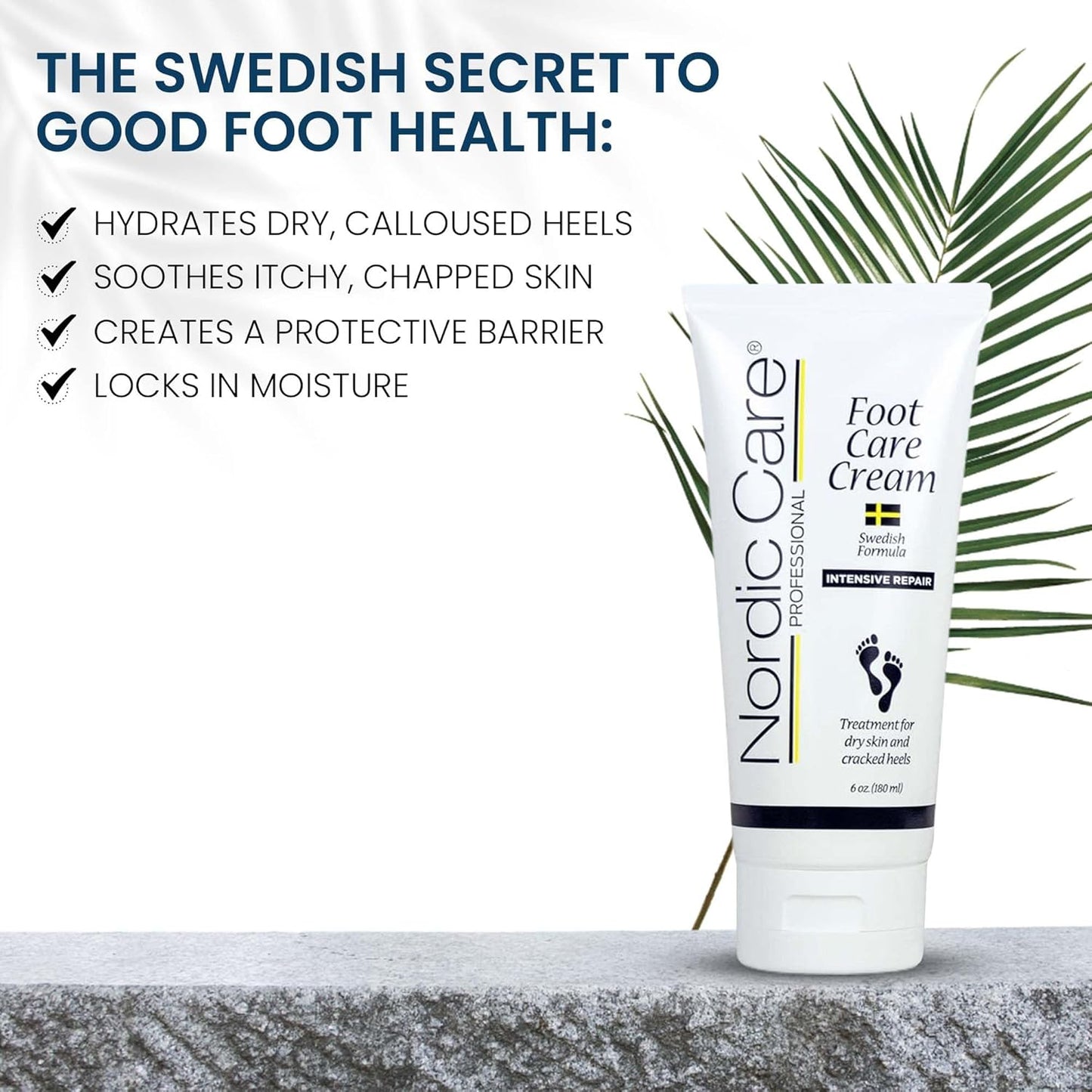 Nordic Care Foot Care Cream - Repairs and Hydrates Dry and Cracked Heels, 10% Urea Cream Treats Severely Dry Feet, Cracked Heels & Callus Removal, Hypoallergenic & Lanolin-free | 6 Oz (Pack of 6)