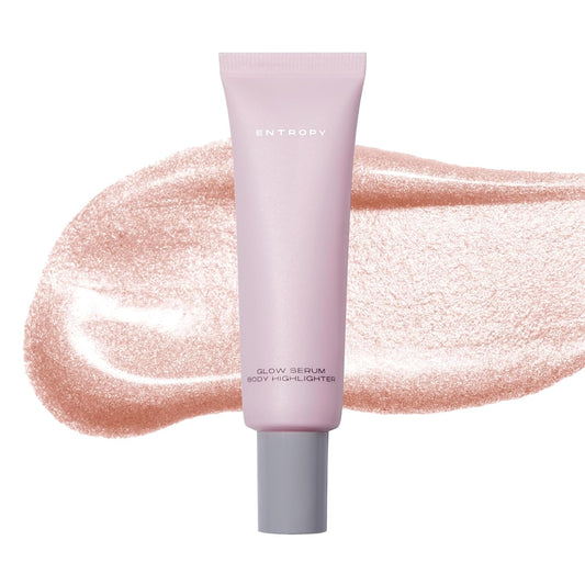 ENTROPY MAKEUP Glow Serum Body Highlighter, 75% Water-Rich Serum with Skincare Ingrediants, Buildable Radiance, Silky Lightweight for Face & Body, Crystal Pink Luminizer, Sugar Lit
