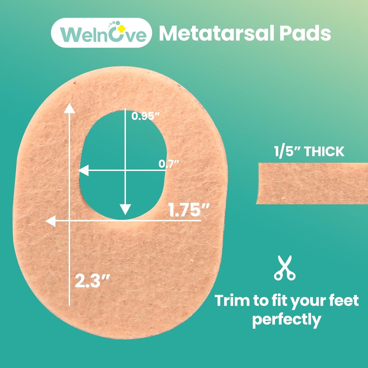 Welnove 42pcs Callus Pad with Water-Resistant Self-Stick Adhesive, Protects Foot, Heel and Toes from Rubbing and Friction,Oval Shape Design,Reduce Pressure and Friction from Shoes Rubbing-Skin Color