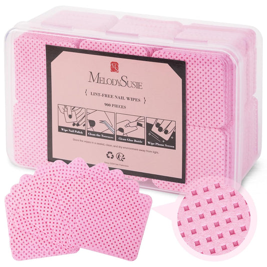 MelodySusie 900Pcs Lint Free Nail Wipes Super Absorbent Soft Non-Woven for Fingernail Polish Remover and Eyelash Extension Wipes for Nail Art
