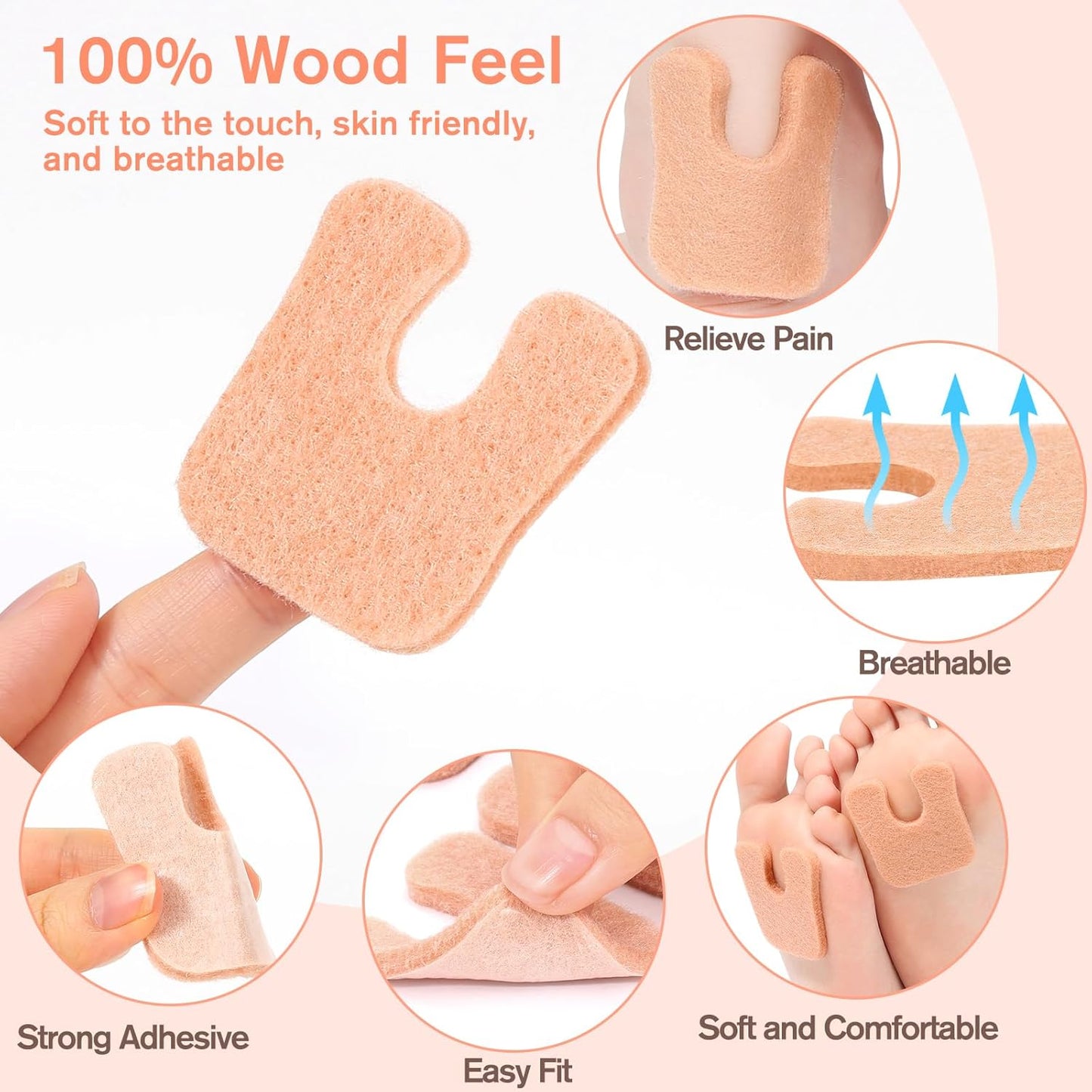36 Pcs U-Shaped Callus Cushions, Soft Corn Pads for Foot Bottom, Felt Adhesive Metatarsal Pads, Beige Heel Protectors for Pain Relief, Prevent Calluses from Rubbing in Shoes for Men & Women.