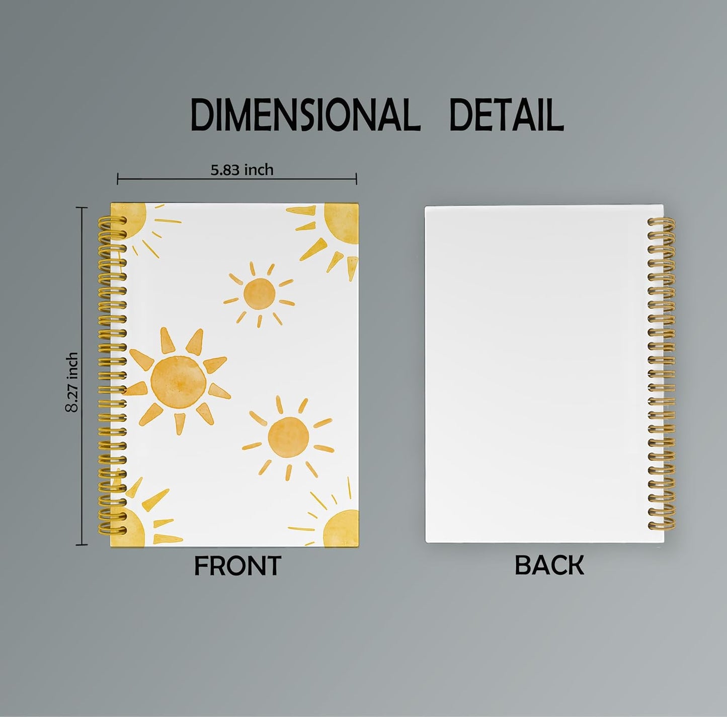 Boho Yellow Sun Sunshine Notebook Journal, Sunshine Gifts for Women, Cute Notebooks for Office, Notebooks for Work Note Taking, Spiral Notebook 5.5x8.3 with 164 Pages