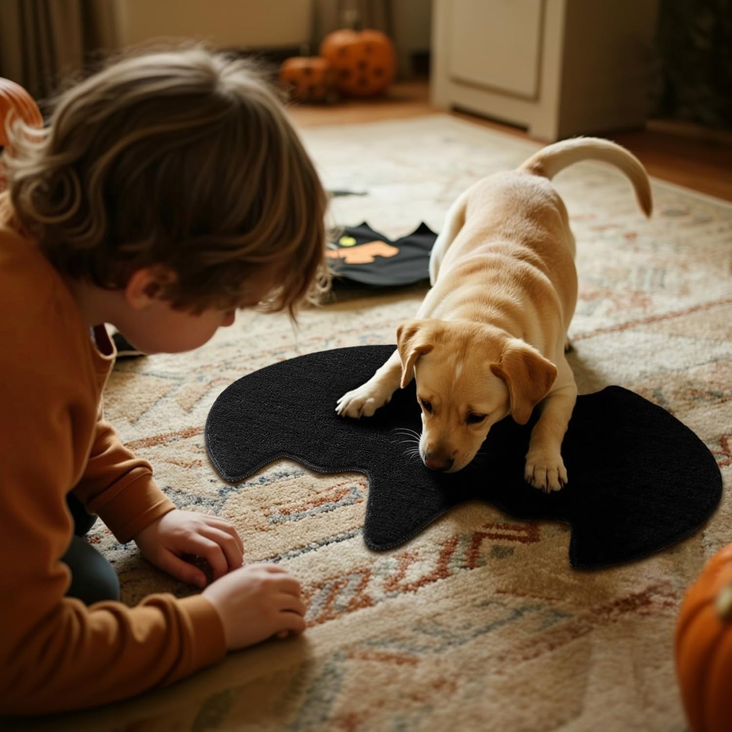 Halloween Bathroom Rug, Bat Bath Mat Super Absorbant Bathroom Rugs Non-Slip Washable Gothic Bat Shaped Floor Mat Halloween Decor, 24''x36'', Black