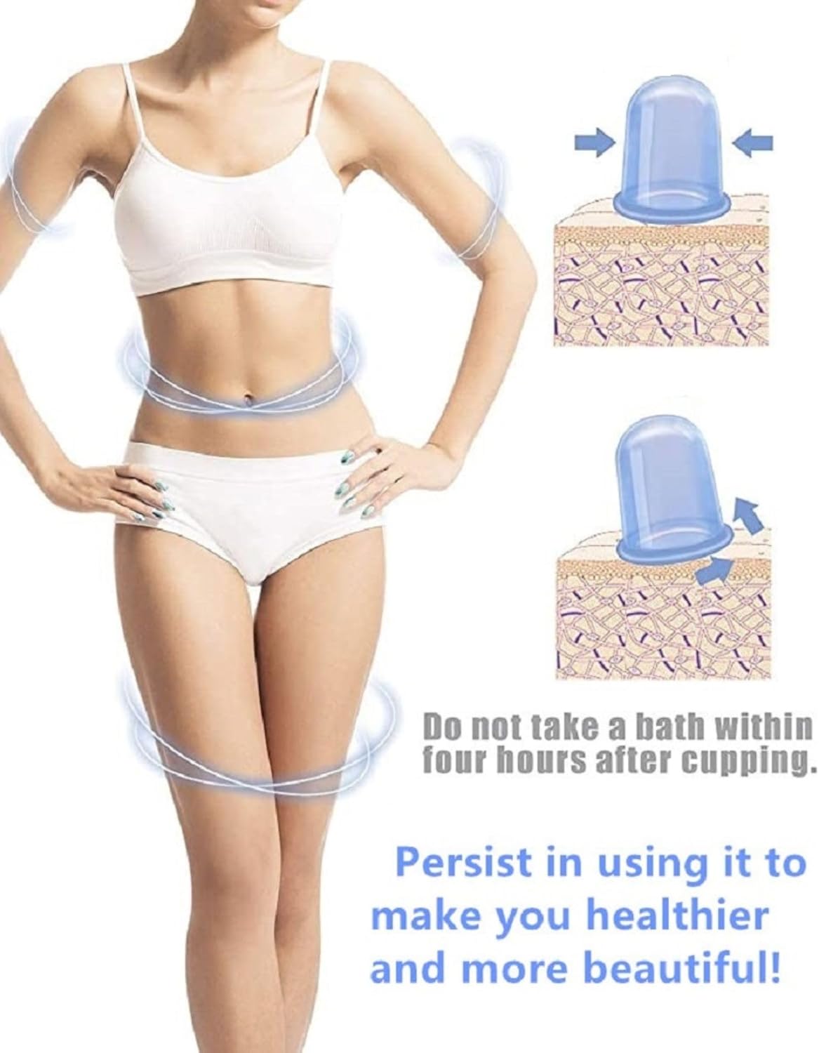 Silicone Cupping Sets Massage Cup Tool Vacuum Suction Cup for Cellulite Treatment Vacuum Cups Body and face Adult Portable Arthritis Home Use Blue 4piece 