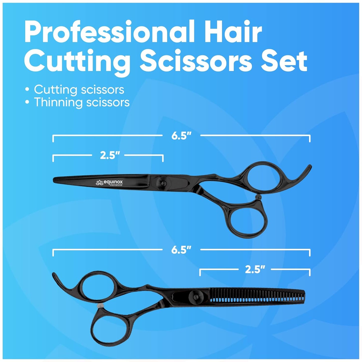 Equinox Professional Scissors Set - Barber & Thinning Shears for Hair Cutting & Grooming, Premium Japanese Stainless Steel, Barber Accessories & Tools