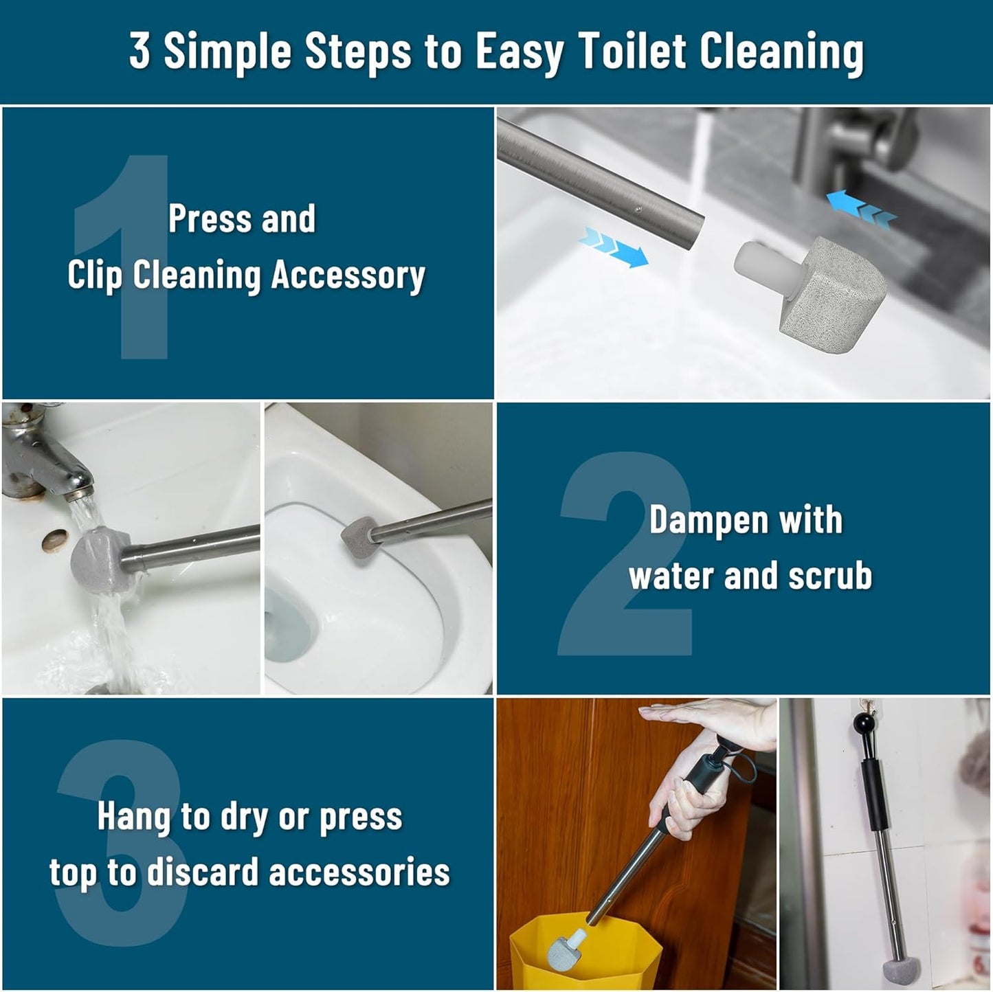 Pumice Stone Toilet Bowl Cleaner,16.7Inch Toilet Pumice Stone with Handle Cleans Hard Water Ring Calcium Buildup&Stains for Toilet Bath Kitchen Household Cleaning(Black