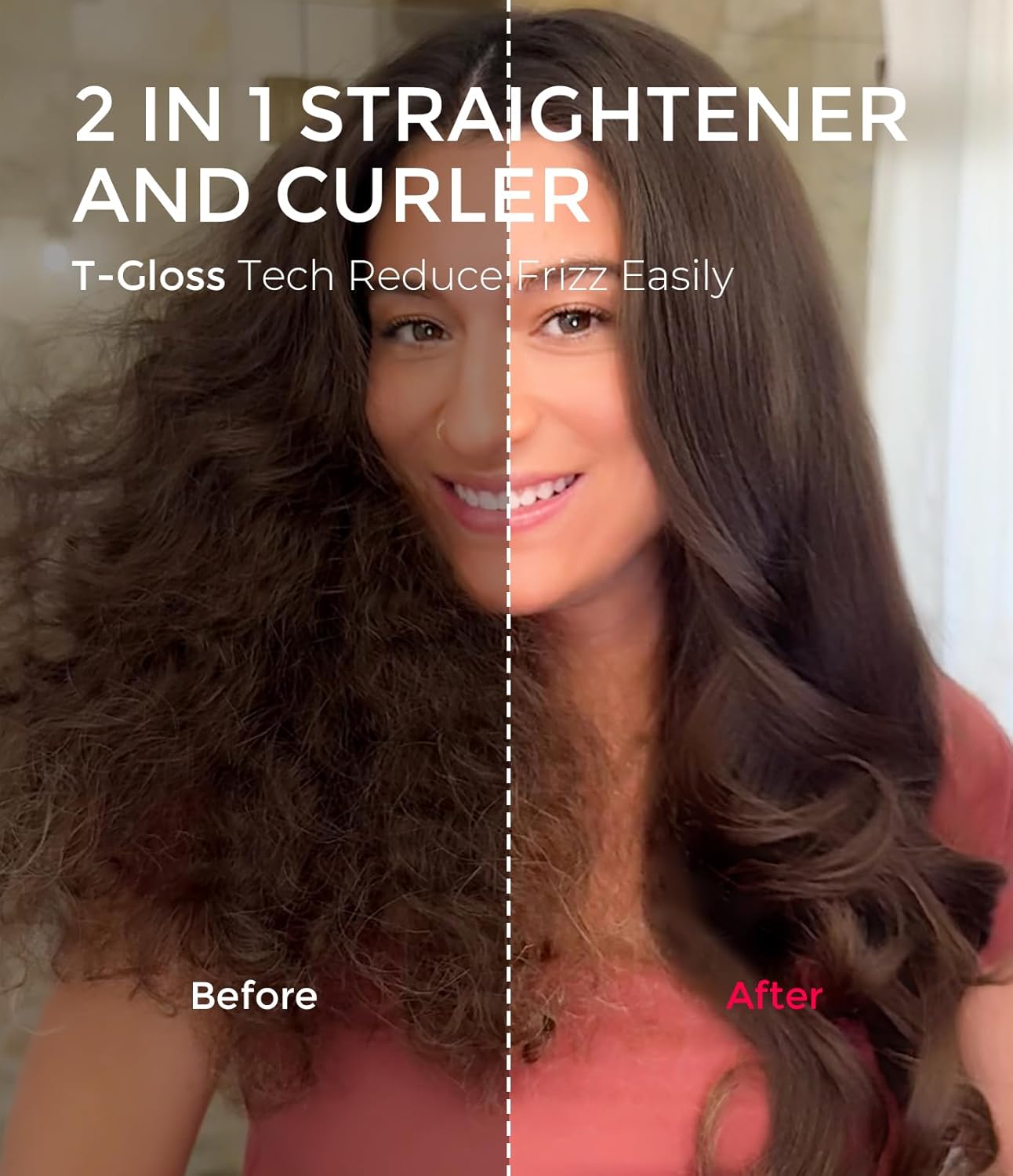 TYMO Thermal Brush Curling Brush - STYLUX 1.5 Inch Blowout Volumizer with Flexi-Fit for Hair Straightening, Heated Round Styler Tool, Hair Straightener and Curler 2 in 1, Dual Voltage, Gold