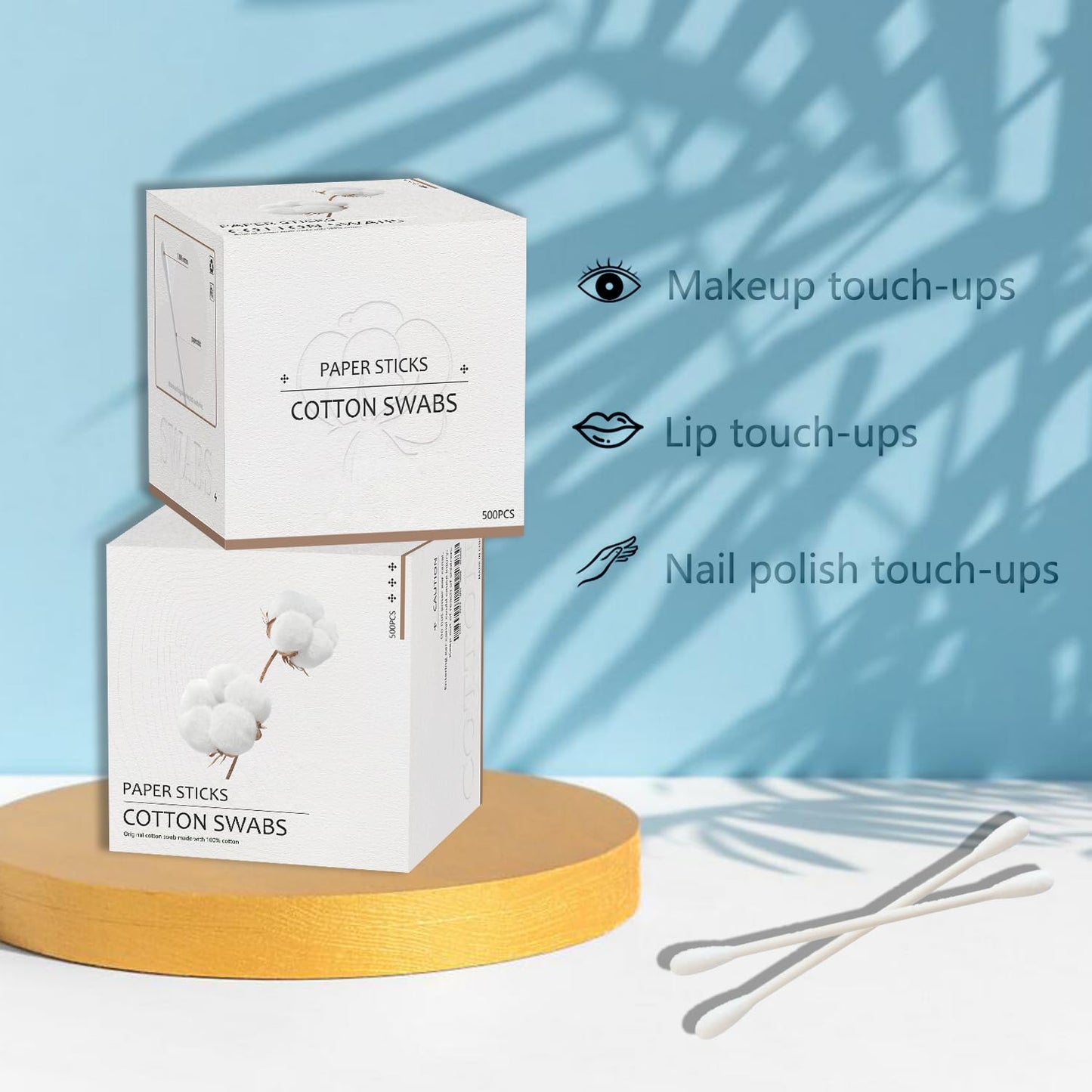 Cotton Swabs with Paper Sticks 1000ct,Double Tipped Natural Cotton Buds