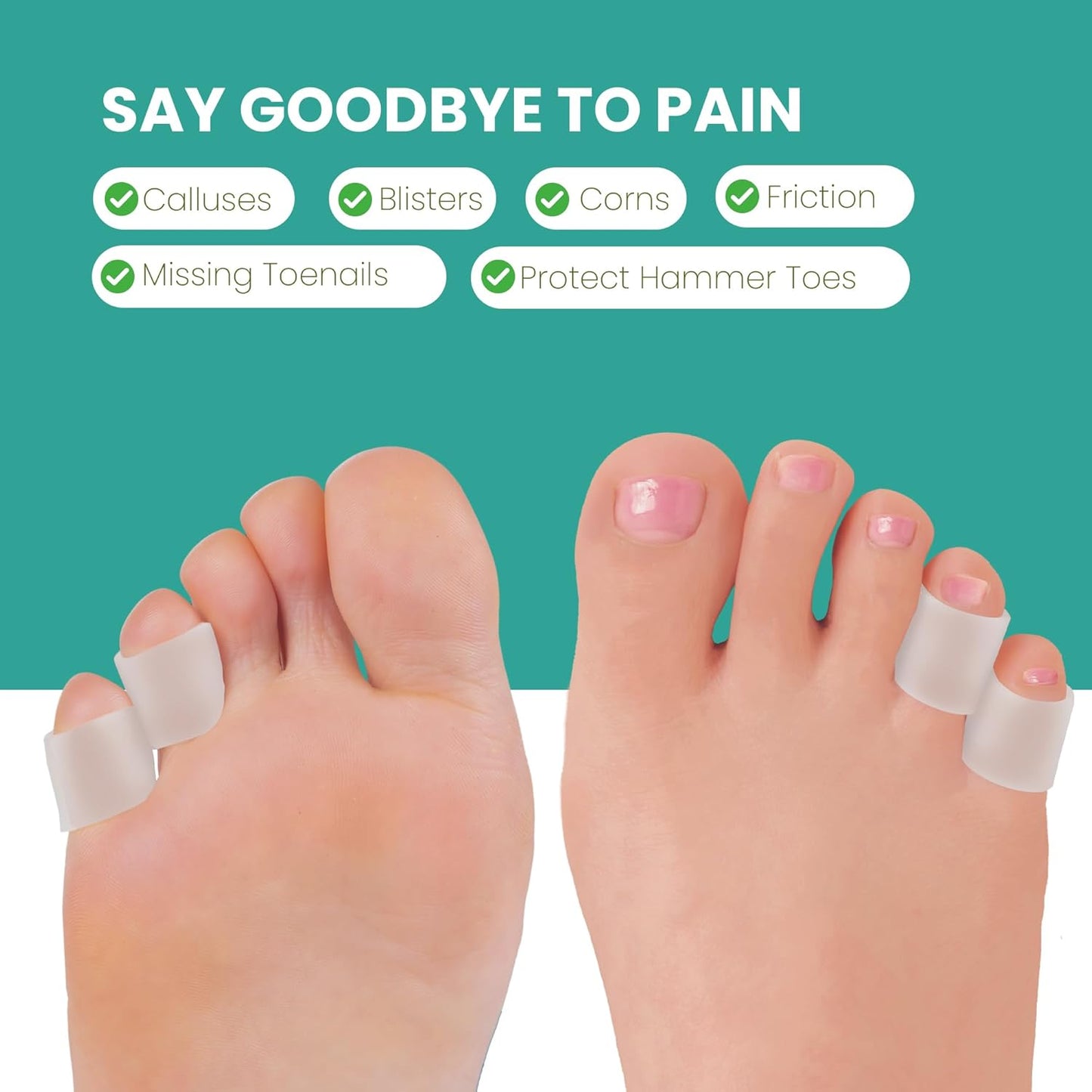 Welnove Pinky Toe Sleeves Protectors - 12-Pack Aloe Vera Extract Infused Silicone Toe Covers for Corns, Calluses, Blisters – Soft Gel Protector Toe Cushions for Pain Relief