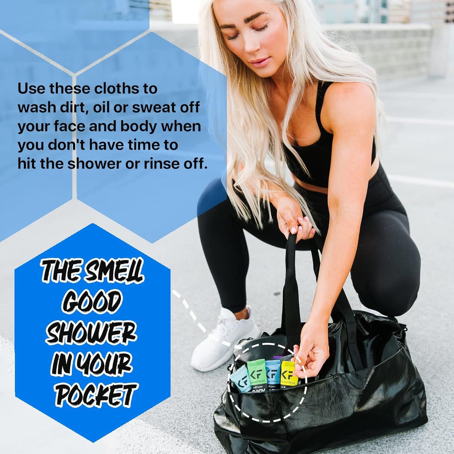 The Klean Freak Body Wipes - 12 count Individually Wrapped | Showerless Body Wipe for Women & Men | Sustainable Bodywipes for Gym, Travel, Camping | Coconut