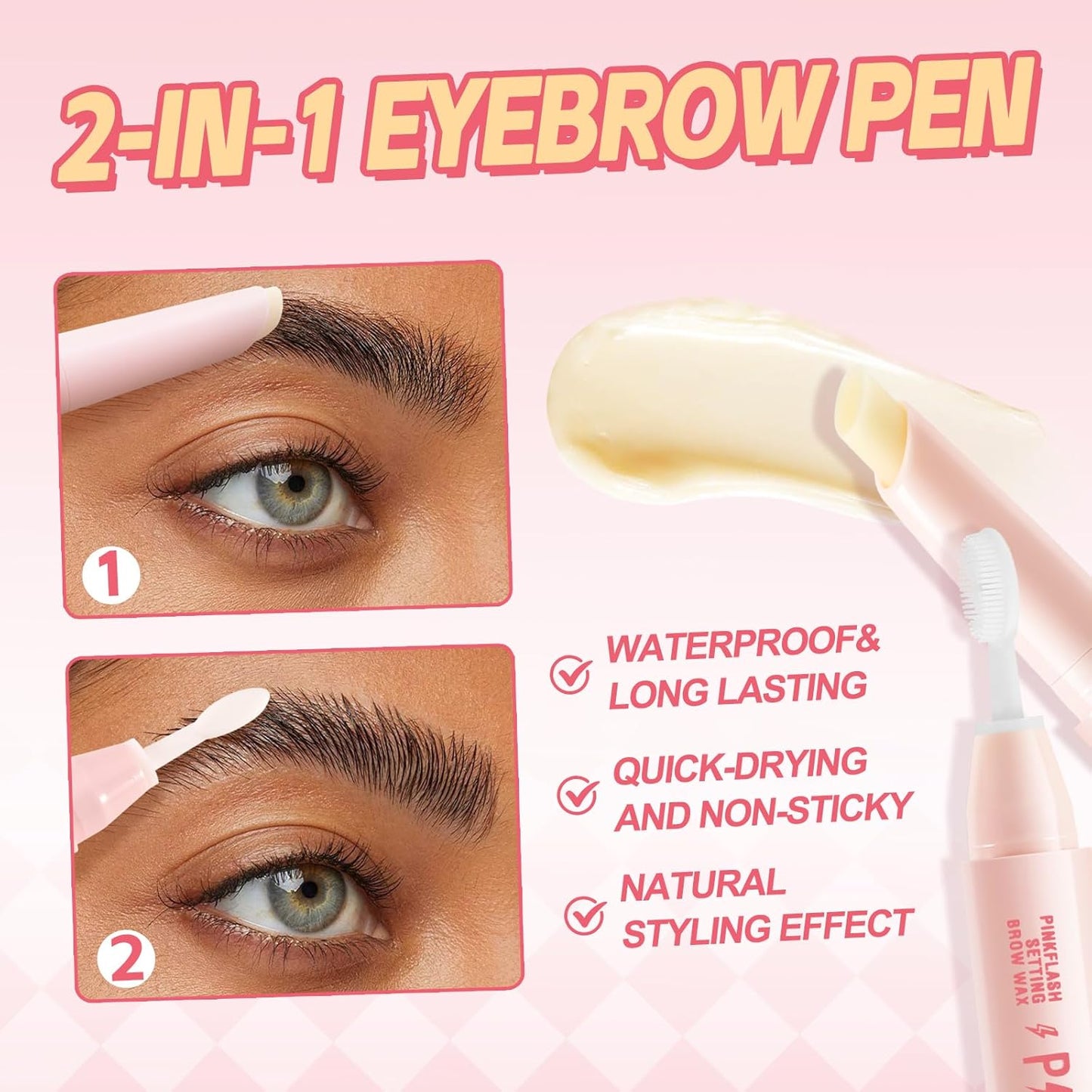 Boobeen Brow Wax, Waterproof Eyebrow Wax Styling Pencil, Eyebrow Gel,Shaping with Slanted Tip Application, Long-Lasting Hold