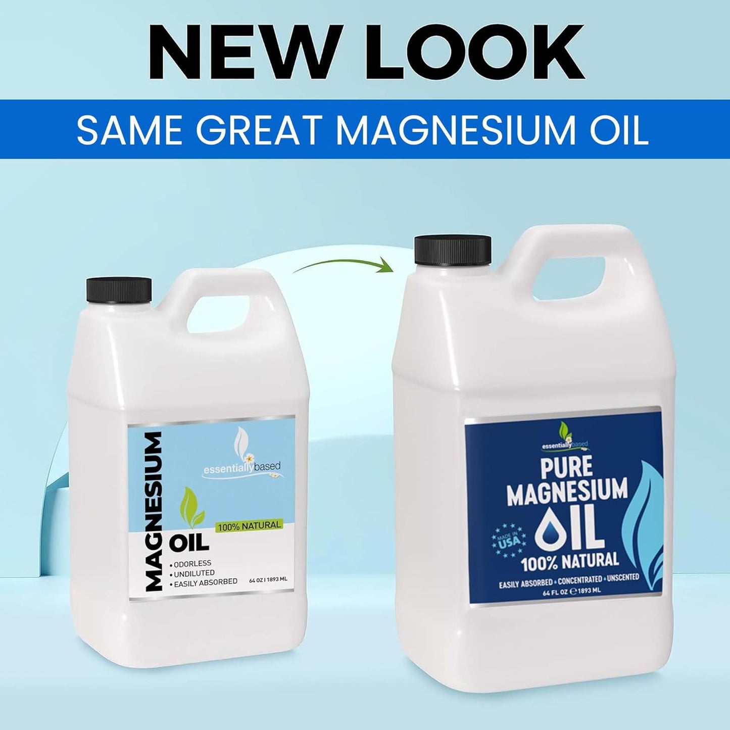 Pure Magnesium Oil Spray 64oz - Topical Magnesium Spray for Sleep Extra Strength - Less Sting - Less Itch - 100% Natural and Organic Oil - Made in USA