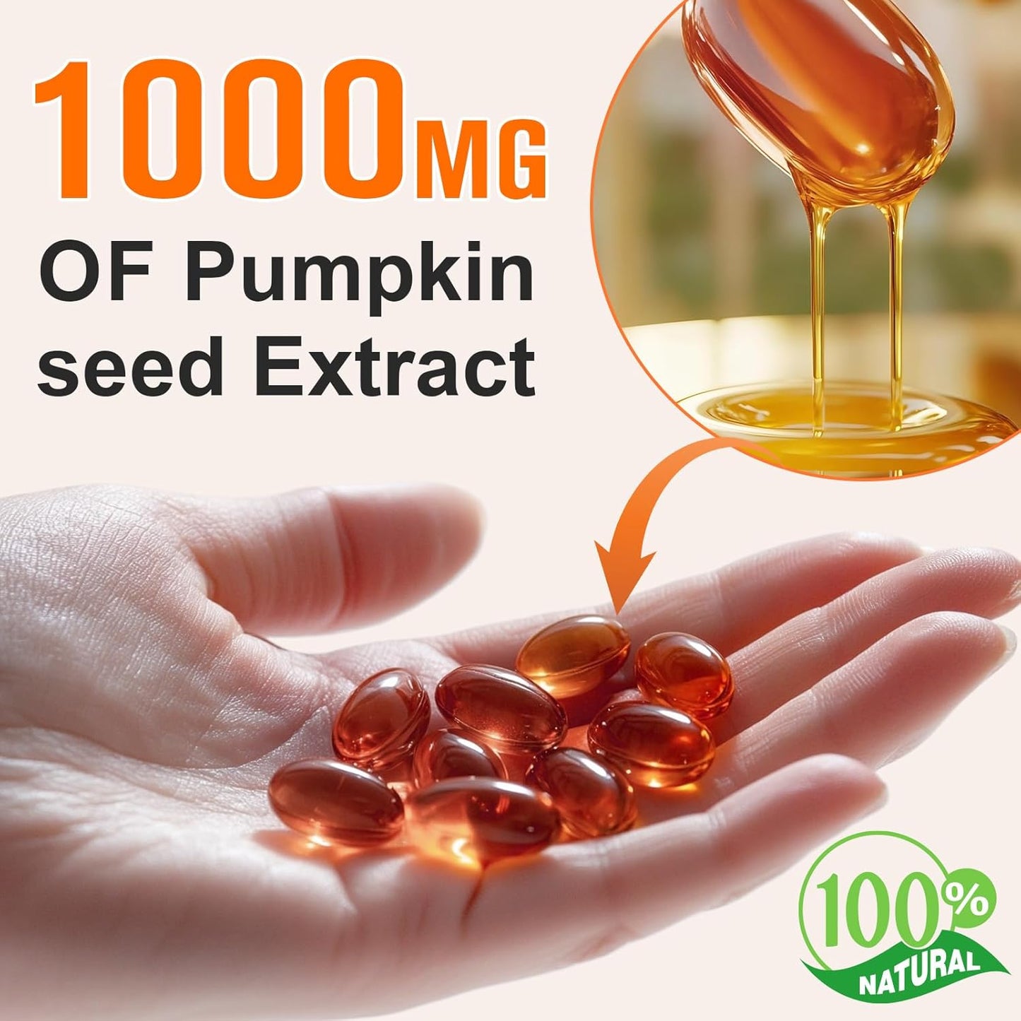 Pumpkin Seed Oil Capsules, 1000mg Per Serving, Cold-Pressed Extract, Essential Fatty Acids & Phytosterols, Non-GMO, Supports Hair Growth & Bladder & Prostate Health, 600 Softgels