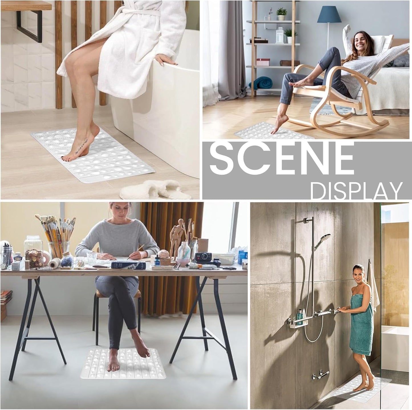 Smatrang High Elasticity Foot Acupressure Mat,Foldable Particle Foot Massager Mat,Foot Pressure Point Pad Mat,Foot Massage Pad for Relieve Foot Pain,Relieve Fasciitis (White, 12 * 20in)