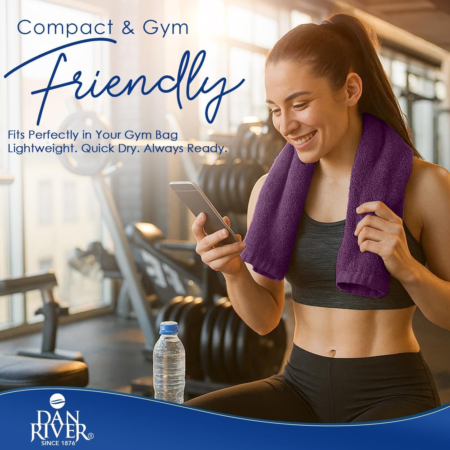 DAN RIVER 6-Pack Premium Hand Towels (16x28 Inches) - 100% Cotton, Ultra Soft, Lightweight, Highly Absorbent Towels for Bathroom, Spa, Gym, Salon, Hotel, and Travel - 550 GSM โ Purple Passion