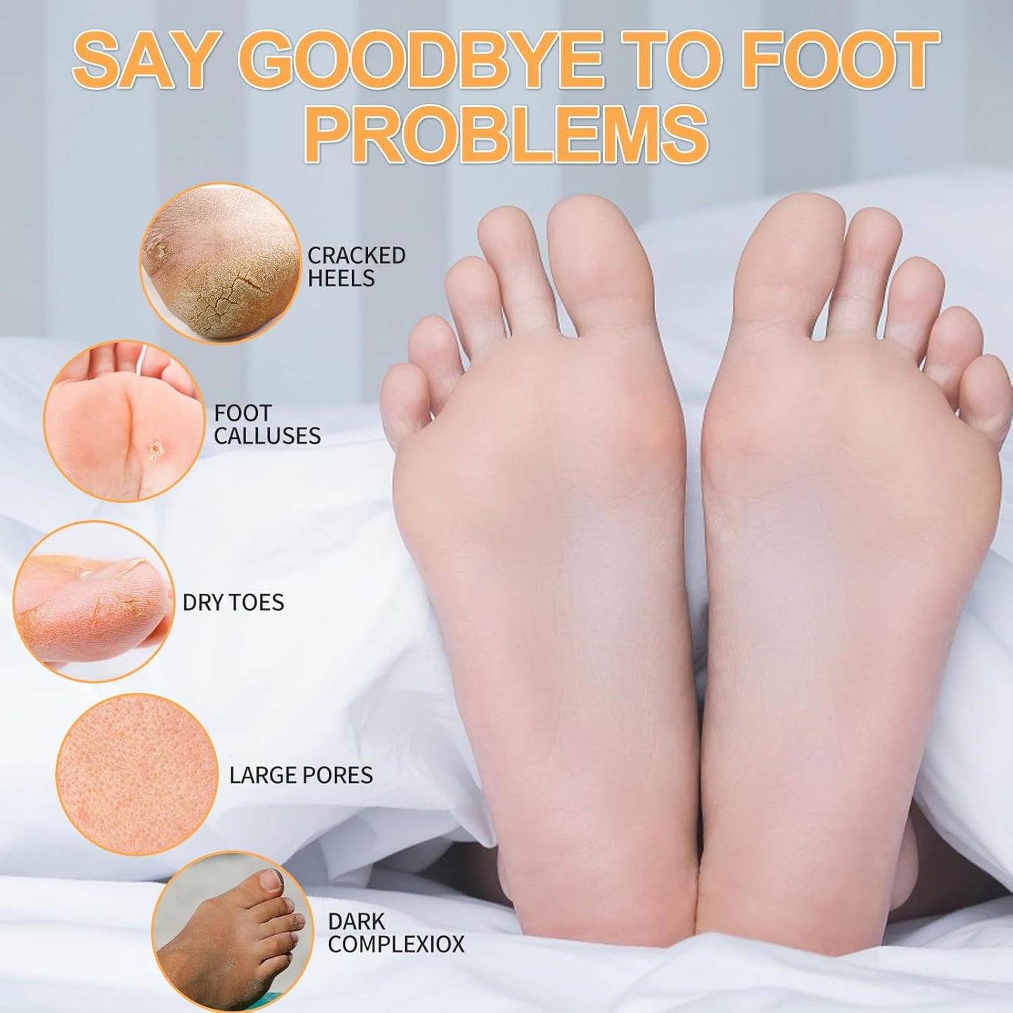 Pedicure Kit Foot Soak Set: Bubble Salt, Sugar Scrub, Massage Mask, Massage Lotion in a Box, 4 Step Foot Spa Kit for Dry Feet, Softens Calluses and Tired Feet(1 Set Orange)