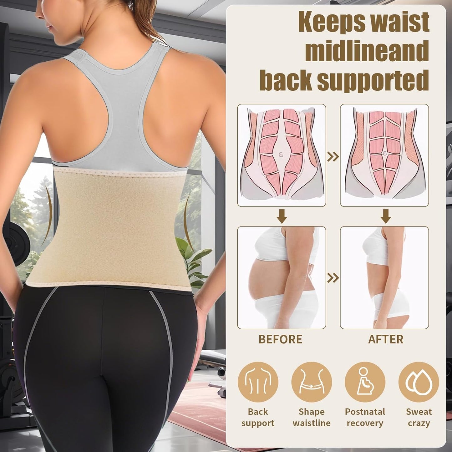 LKV Sweat Waist Trainer for Women Belly Fat Neoprene Waist Trimmer for Women Workout