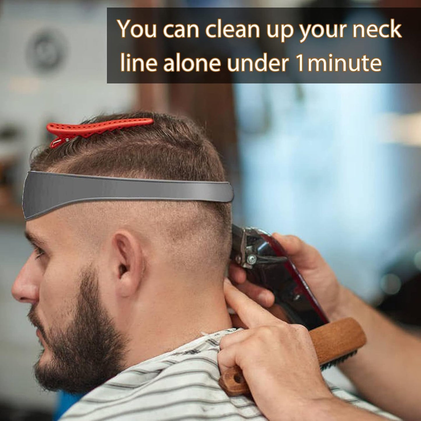 Neckline Shaving Template and Hair Trimming Guide, High-Grade Curved Durable Silicone Haircut Band for DIY Home Haircuts Fade and Taper Guide for Clippers-Gray