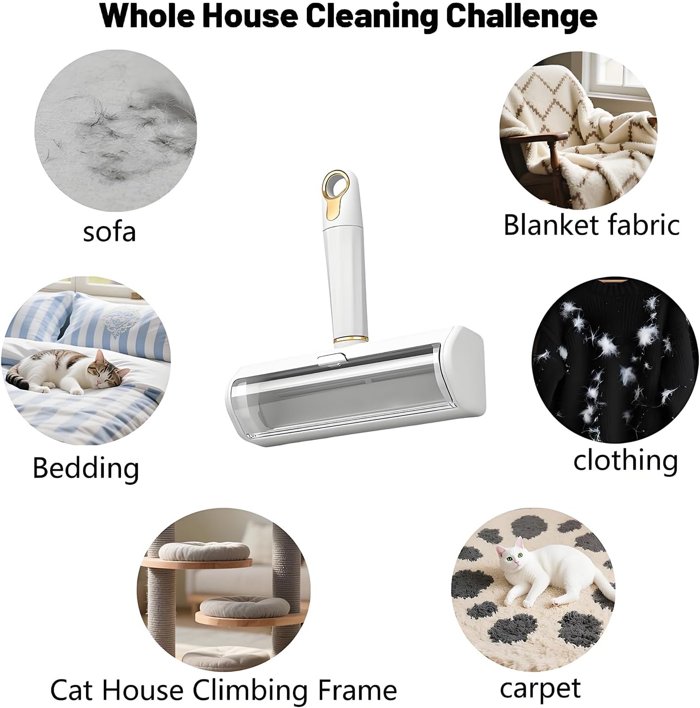 Pet Hair Remover Lint Roller - Washable Reusable, Static Adsorption for Cat Dog Hair Removal On Furniture, Sofas, Bedding, Carpets,Pet Hair Removal Tool,Dog Hair Remover,Lint Remover(White)