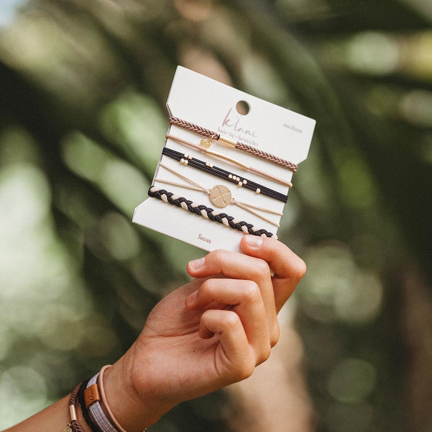 K'lani Hair Tie Bracelets for Women - Elastic Hair Bands That Double as Stylish Jewelry - Focus - Medium