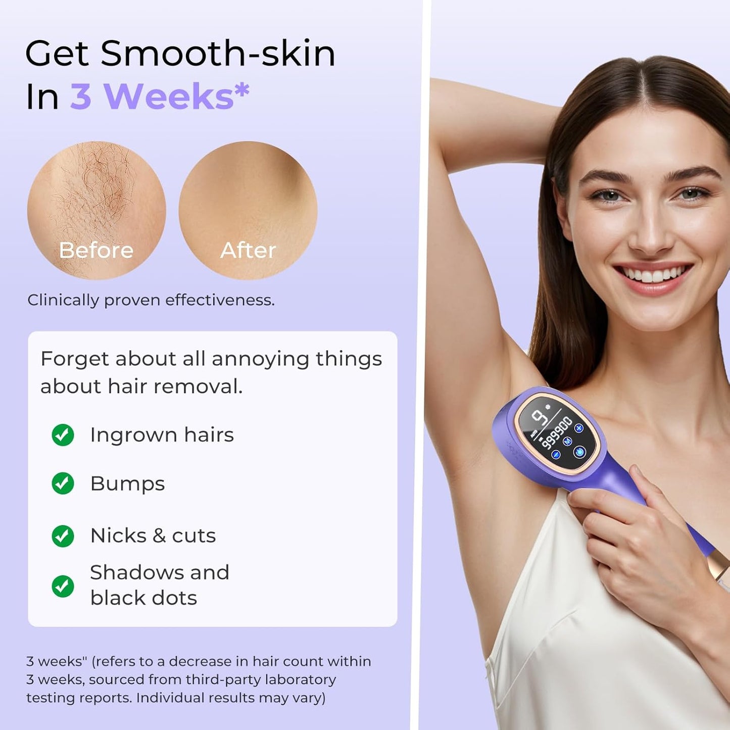 Laser Hair Removal for Women & Men, 45°F Ice-Cooling Contact, Safe & Virtually Painless Alternative to Salon IPL Hair Removal Device, Long-Lasting Hair Removal from Home