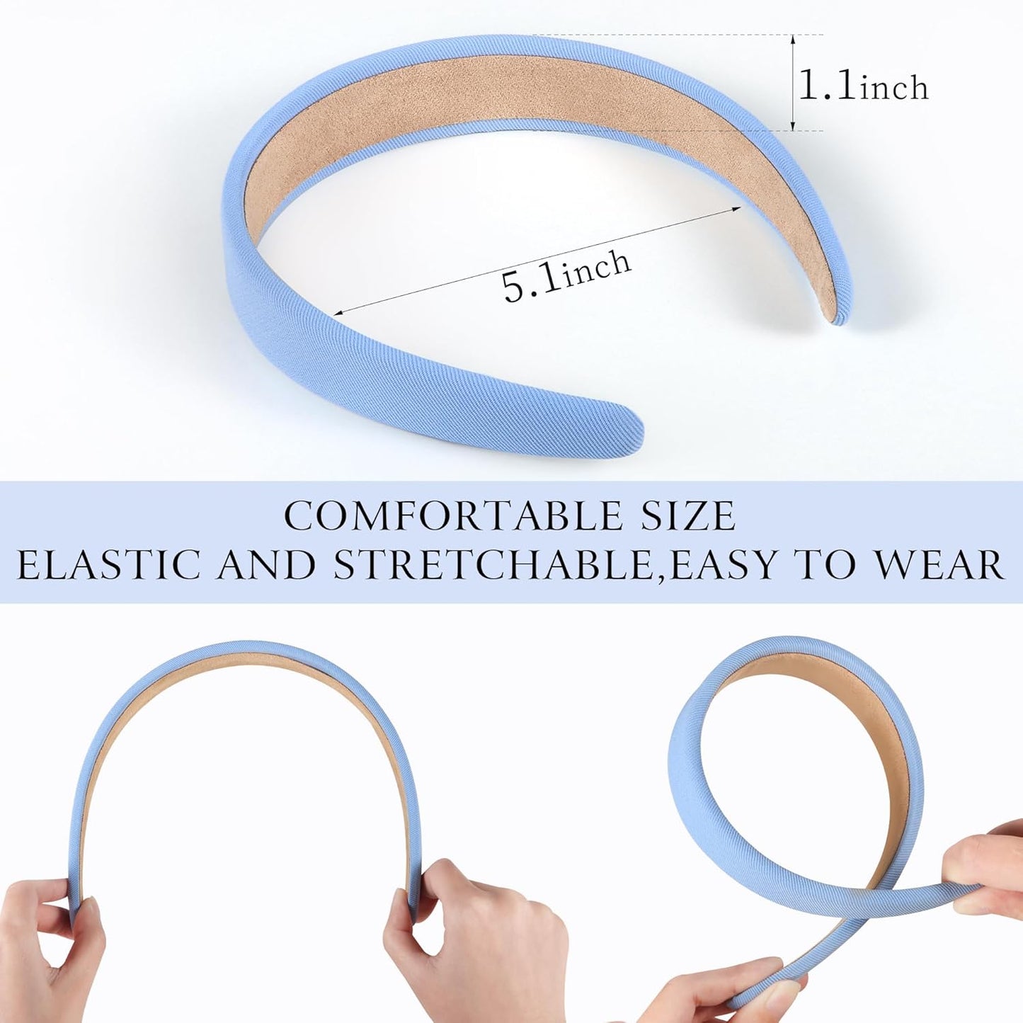 Headbands for Women - 1 Inches Wide Headbands - Solid Color Headband Fashion Hair Accessories- Trendy Women Girls Non Slip Fashion Hair Bands- Thick Elastic Hair Bands for Women's Hair 6PCS