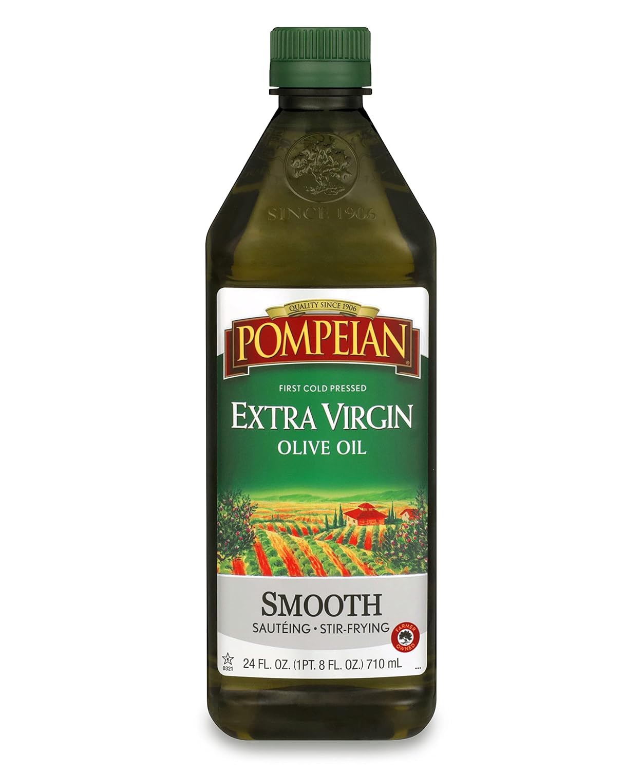 Pompeian Smooth Extra Virgin Olive Oil, Contains Polyphenols, First Cold Pressed, 24 Fl Oz