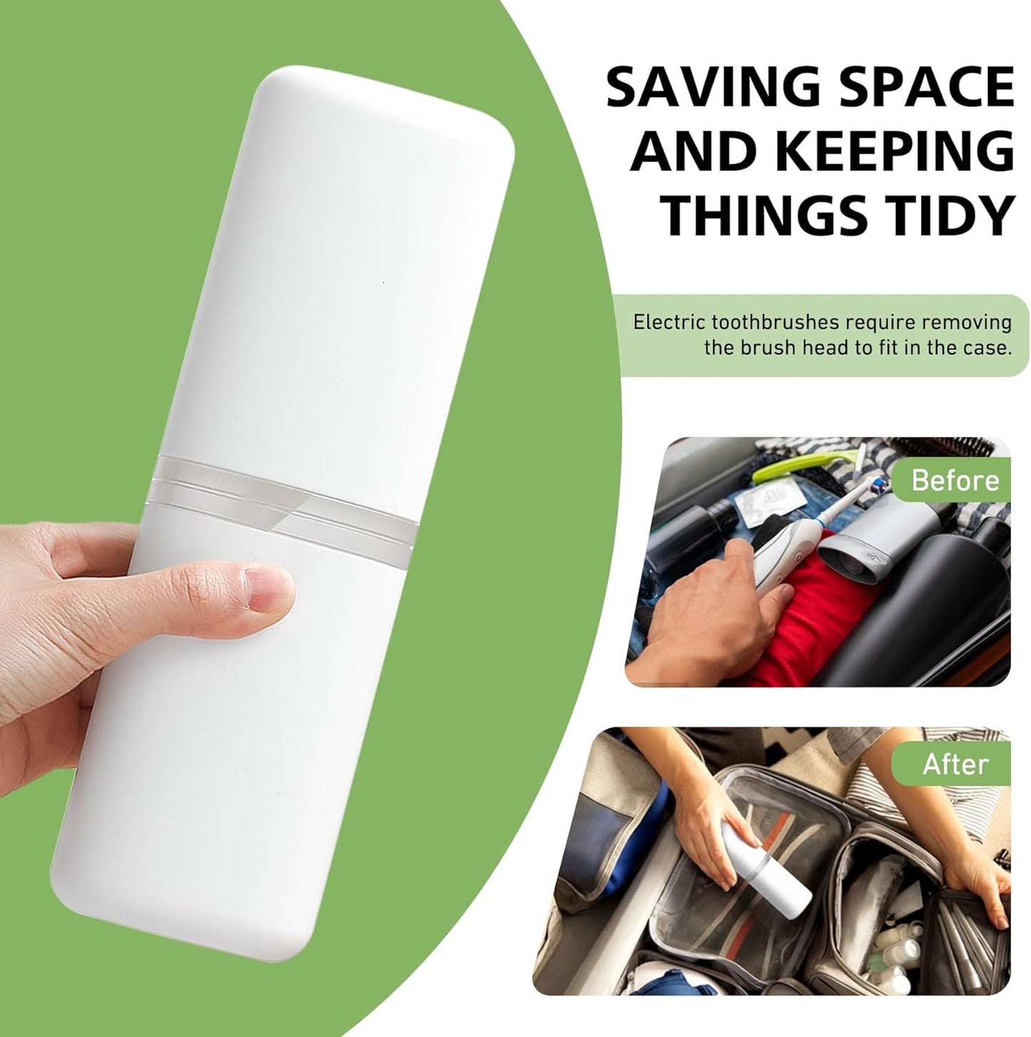 Baluca Travel Toothbrush Case, Portable Tooth Brush Holder and Toothpaste Cover Container with Mouthwash Cup, Compact Oral Clean Tools Organizer for Traveling/Camping/School/Home (White, Extra Large)