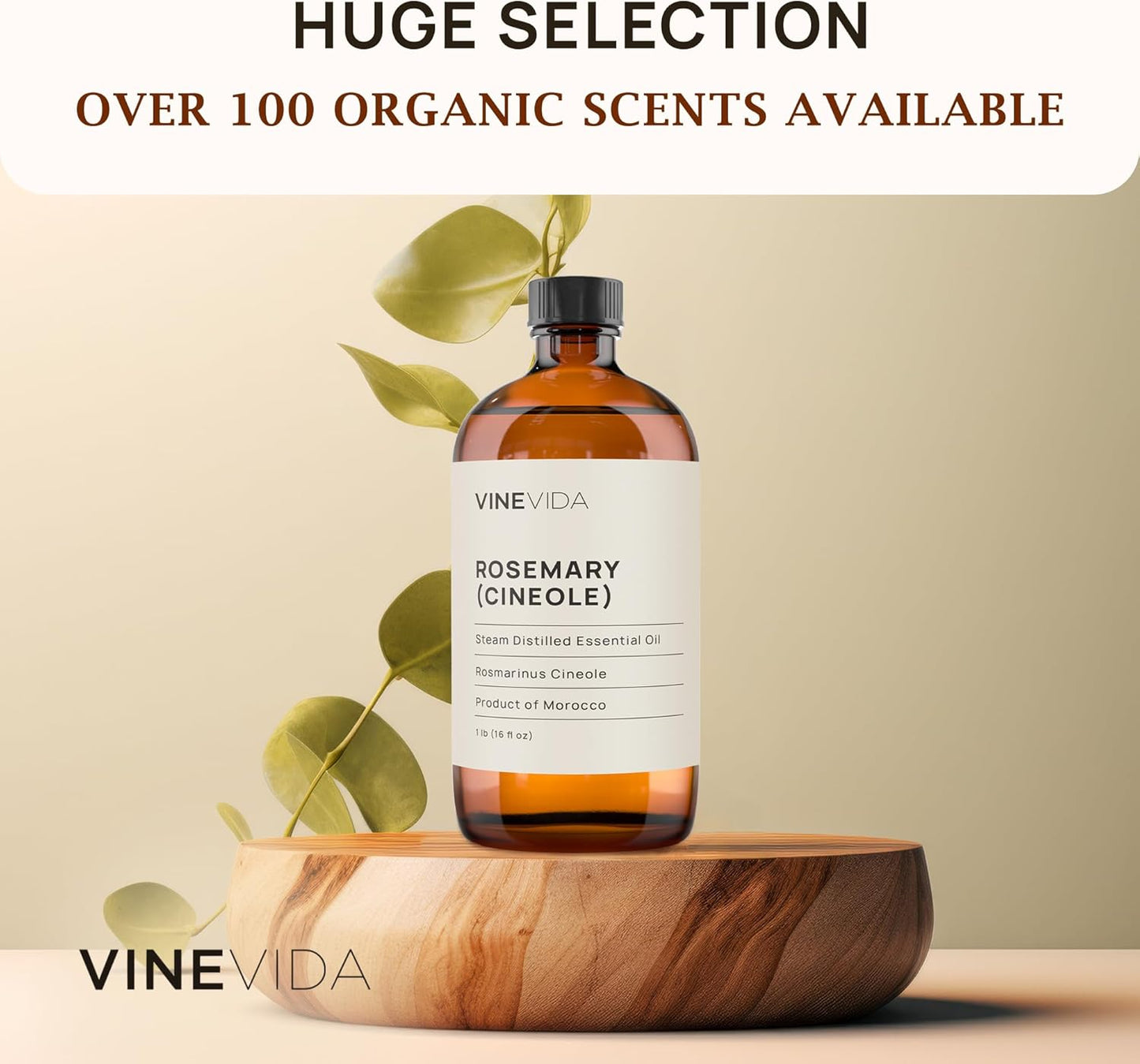 VINEVIDA Rosemary Essential Oil 16 oz - Undiluted Rosemary Oil - DIY Candle Scents - Bulk Essential Oil for Soap Making - Safe for Skin