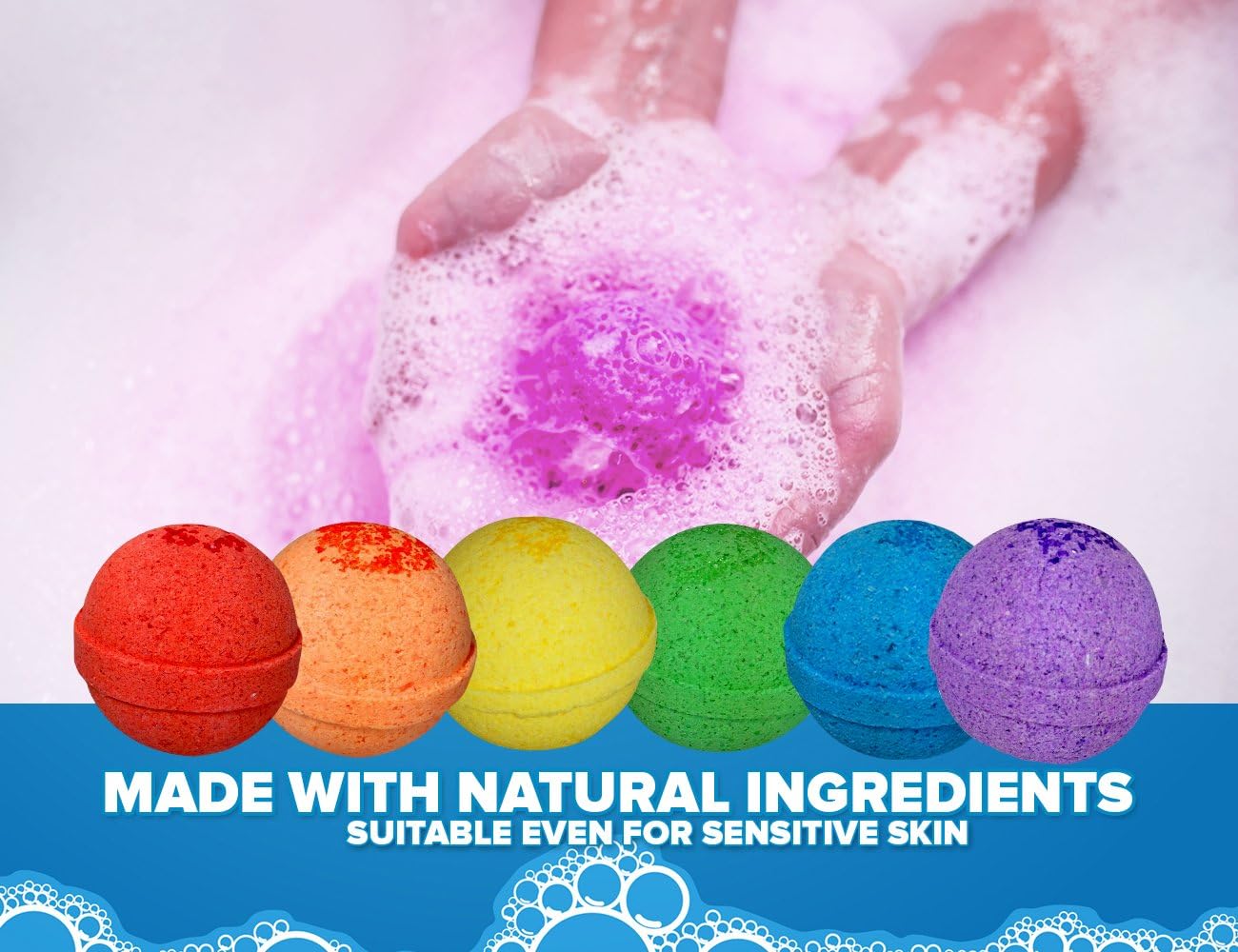 Kids Bath Bombs with Surprise Toys Inside (6 Pack) - Releases Color & Bubbles, Won’t Stain Tub, Moisturizing, Large Bubble Bomb, USA Made - Ideal Gift for Girls & Boys by Two Sisters