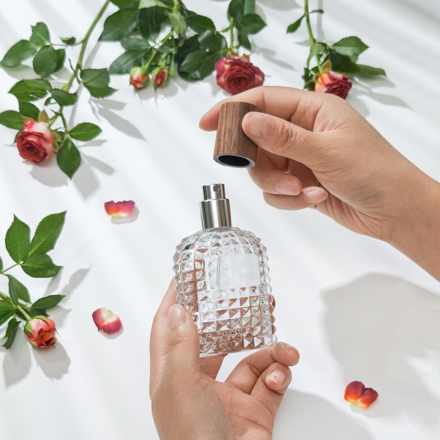 50ml/1.7 Oz Glass Spray Bottle Perfume Atomizer,Perfume Travel Refillable Spray Bottle Empty with 3 Kinds of Dispenser (A4)