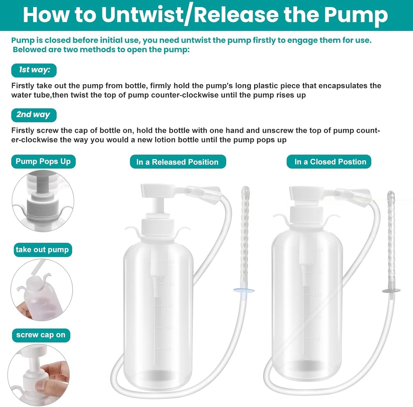 600ml Feminine Wash Enema Pump Bottle Kit 6Pcs Enema Nozzle Tips for Coffee Colon Cleansing Men Women, Anal Vaginal Douche Flush Spray Intimate Shower Irrigator Cleanser Enema Bucket Kit Hand Press