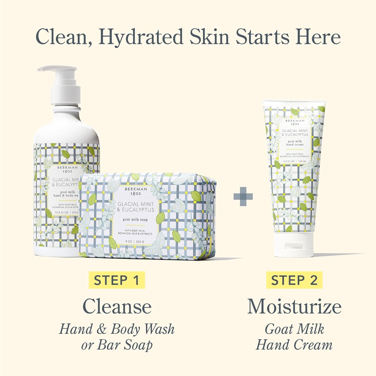 Beekman 1802 Glacial Mint & Eucalyptus Hand Cream - 2 oz - Scented - Nourishes, Hydrates & Repairs - With Goat Milk, Shea Butter & Glycerin - Non-Greasy - No Irritation - Good for Sensitive Skin