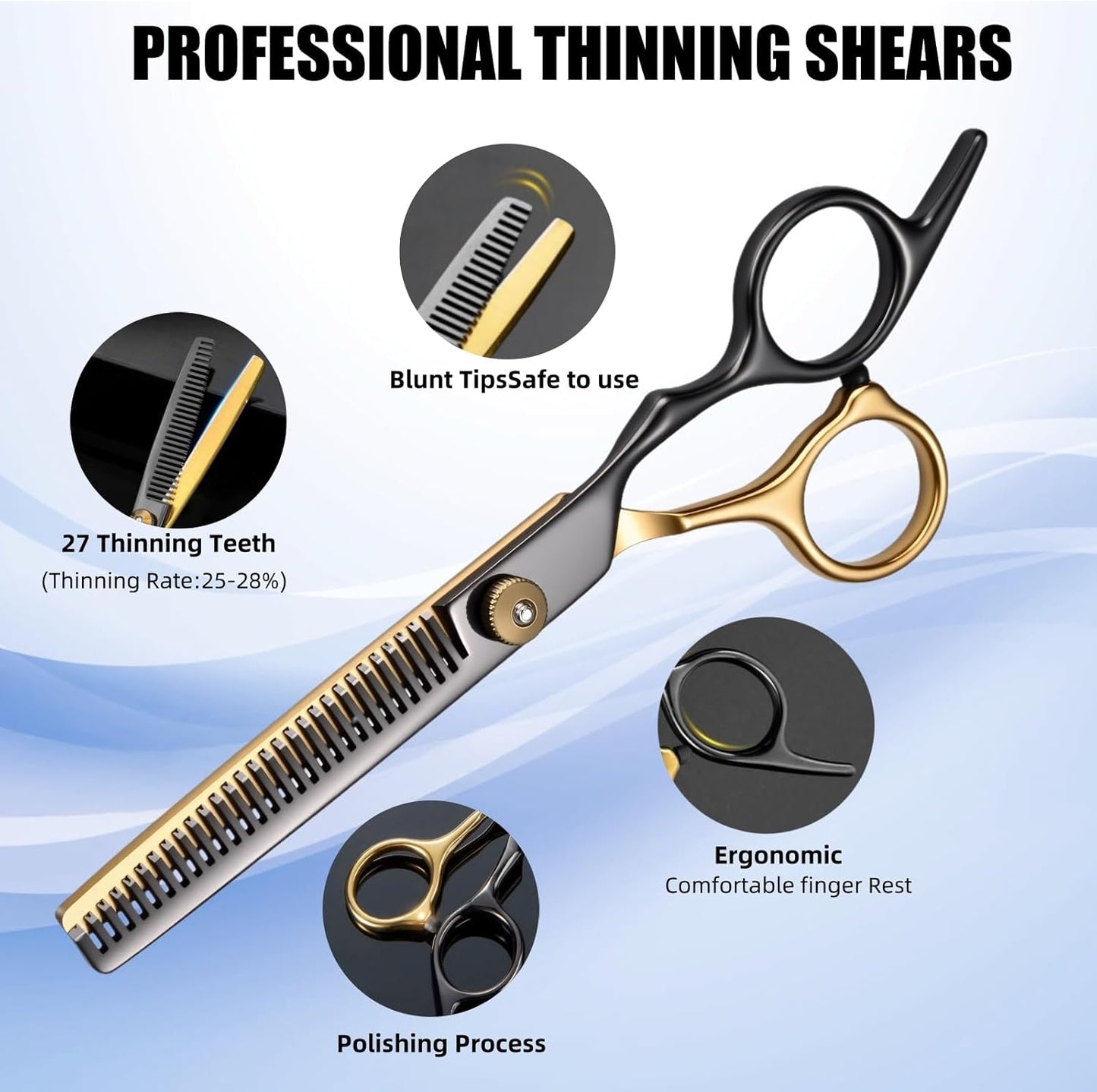 13 PCS Hair Cutting Scissors Shears Kits,Professional Haircut Scissors Kit with Cutting Scissors,6.5 Inches Hair Cutting Scissors Kit for Men/Women/Kids/Salon & Home