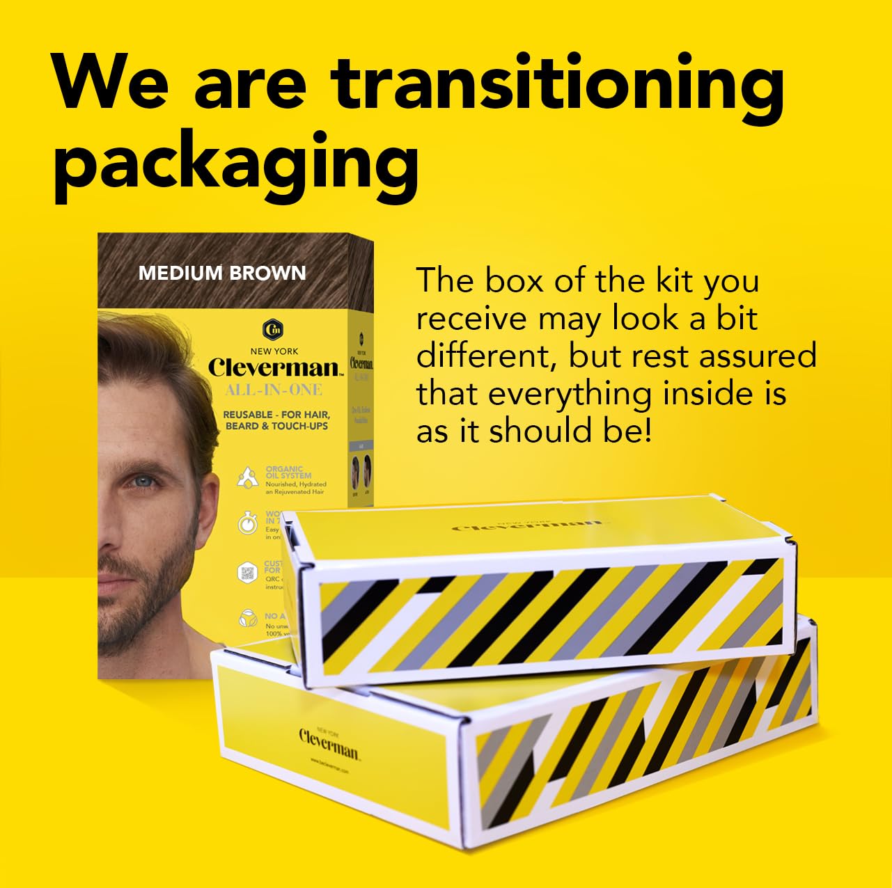 Cleverman Hair & Beard Dye Kit for Men, All-in-One Reusable Mens Hair Color, Natural Gray Coverage, Ammonia-Free Beard Mustache Dye for Men (Dark Blonde)