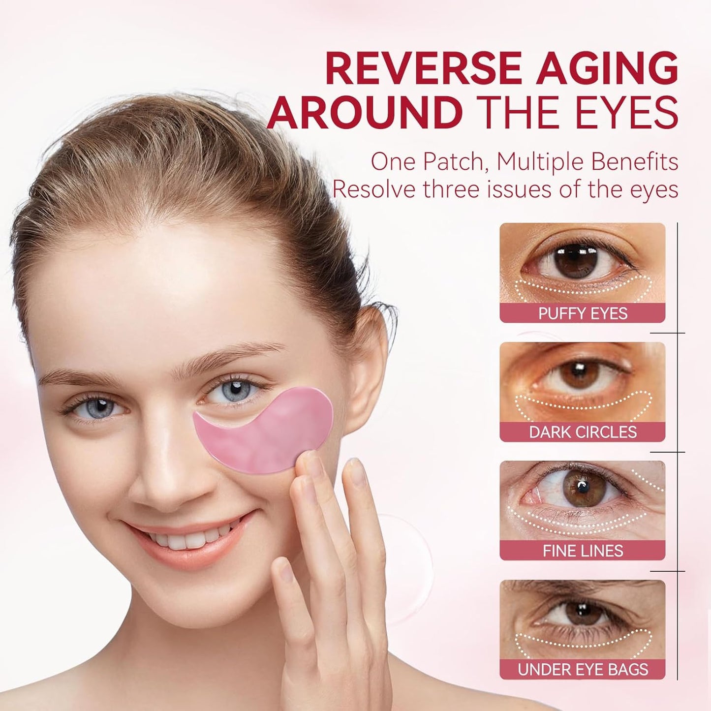 BREYLEE Rose Eye Mask– 60 Pcs, Under Eye Patches, Patches For Puffy Eyes,Hydrates, Improves And Firms The Eye Area, Suitable For Both Women And Men.