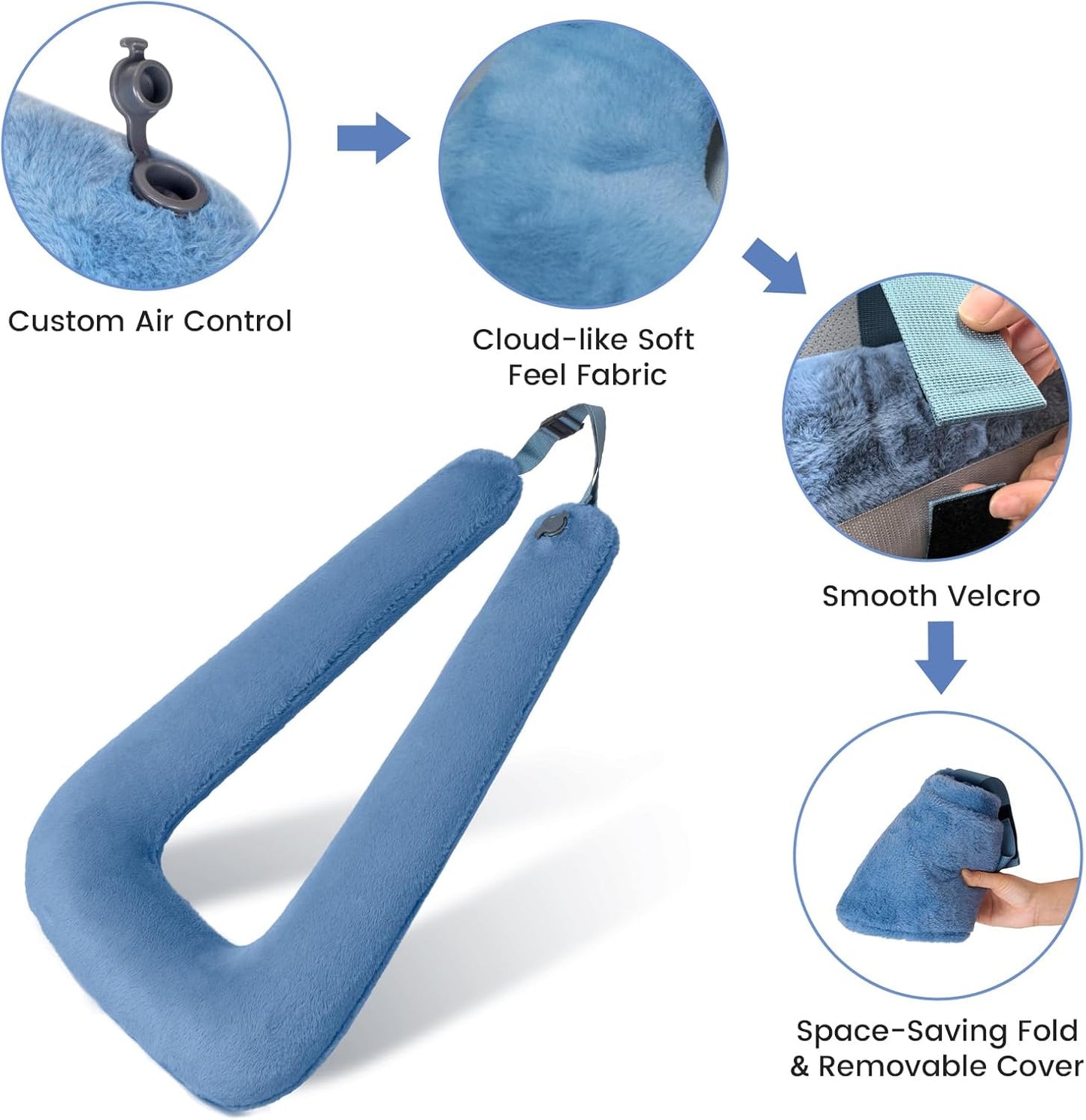 Car Pillow for Kids, Professional Kids Car Pillow for Sleeping Inflatable Carseat Travel - Safe, Reliable - Travel Pillows for Kid Adult Car Seats Blue