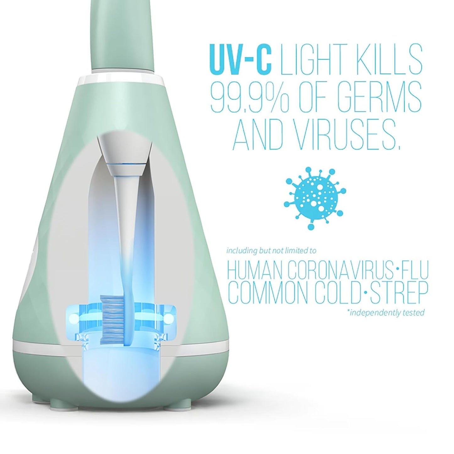 TAO Clean UV Sanitizing Sonic Toothbrush and Cleaning Station, Electric Toothbrush, Dual Speed Setting, Seaglass Green