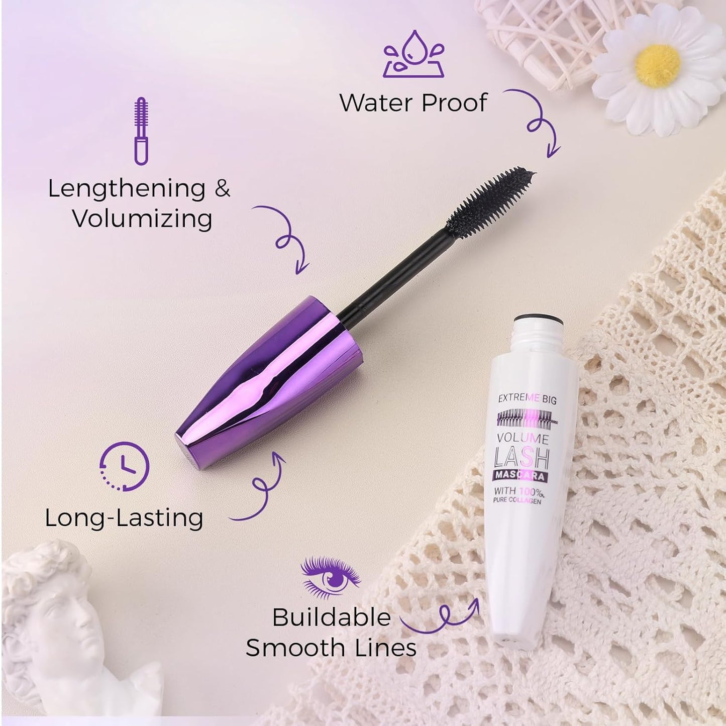 2PCS Brown Mascara for Eyelashes, 5D Colored Mascara 【Waterproof】【Natural Curling】【Lengthening Curling rimel de pestañas Volume】for Women Eye Makeup Cosplay & Parties