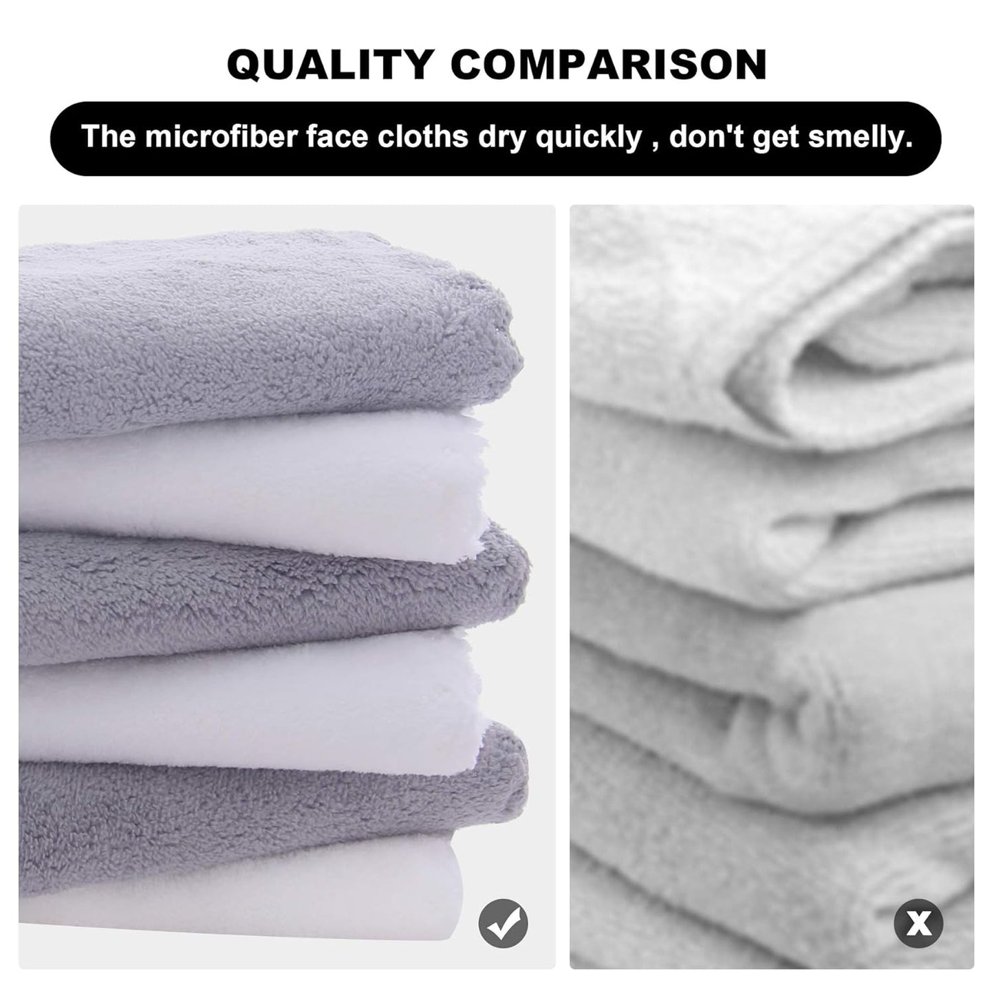 MOONQUEEN Microfiber Facial Cloths Fast Drying Washcloth 12 Pack - Premium Soft Makeup Remover Cloths - Highly Absorbent