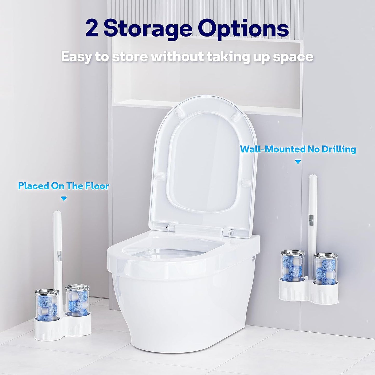 8 Pack Pumice Stone Toilet Bowl Set with 18 in Extra Long Handle,White Holder Case,Pumice Stone for Cleaning, for Cleaning Toilets, Bathtubs, Grills, Swimming Pools, Sinks